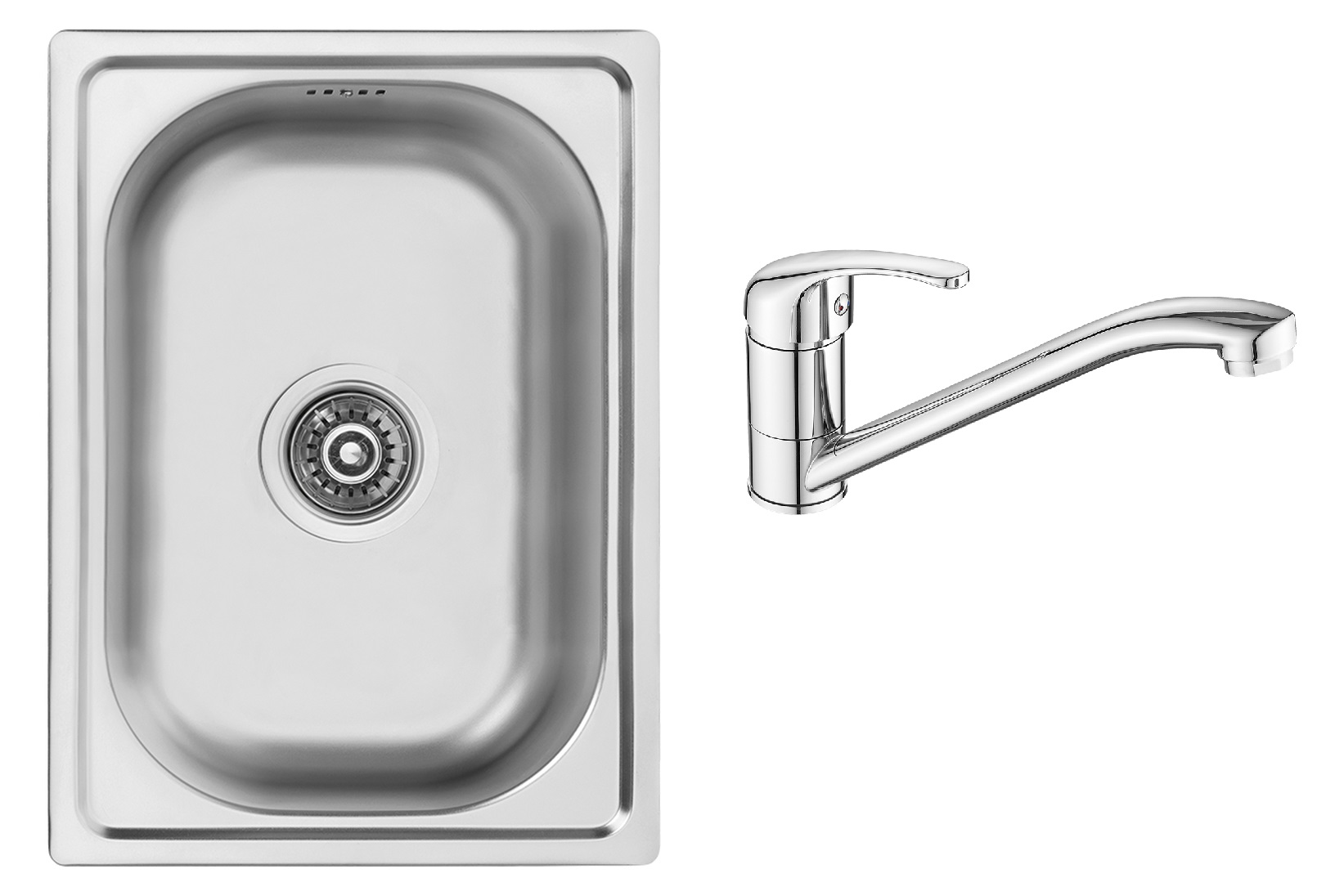 Set lavello in acciaio Kuchinox Mini SKM010T, rubinetto da cucina Kuchinox Pedro BQE060D