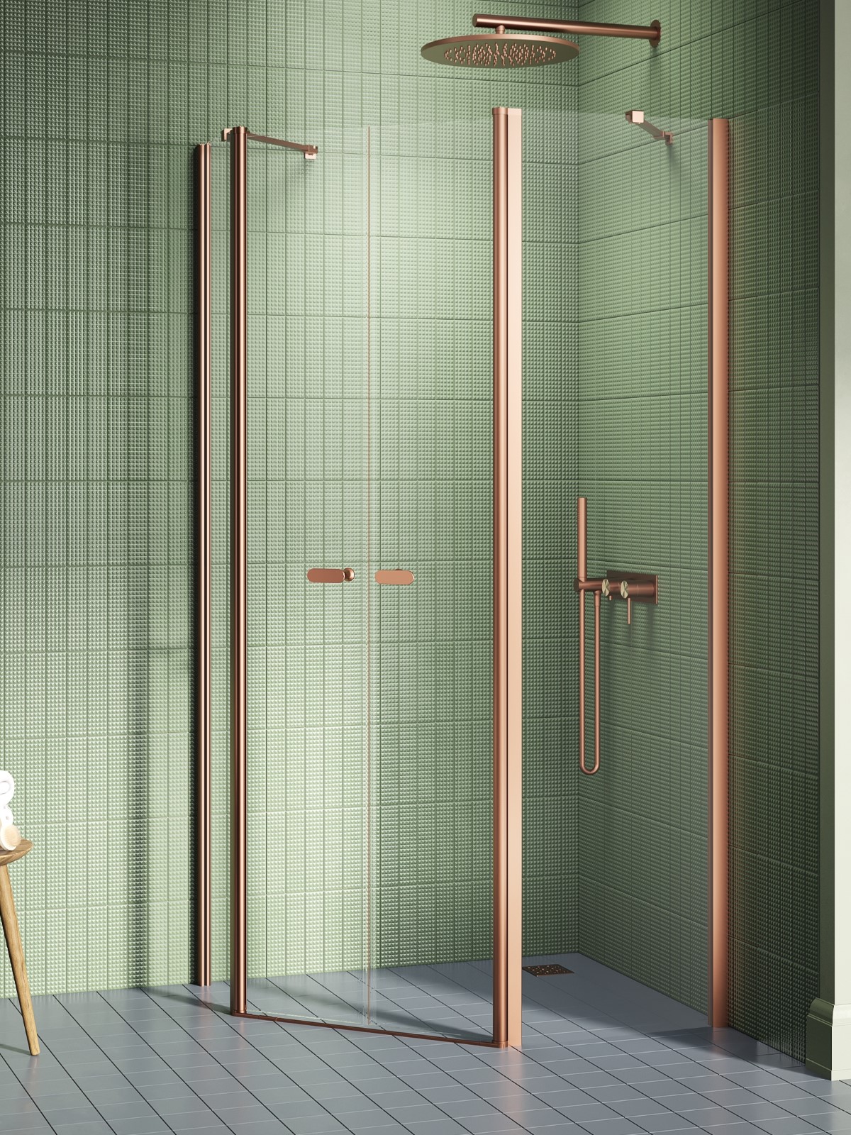 New Trendy New Soleo Copper Brushed box doccia 100x80 cm rame spazzolata/vetro trasparente K-1706