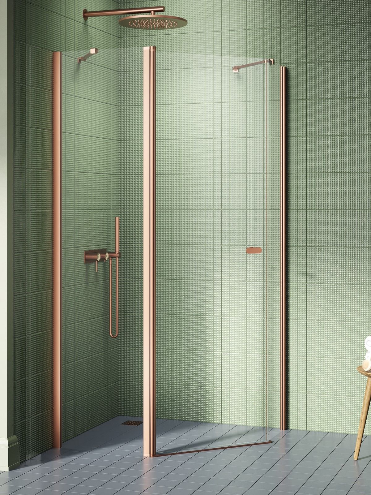 New Trendy New Soleo Copper Brushed box doccia 100x80 cm rame spazzolata/vetro trasparente K-1703