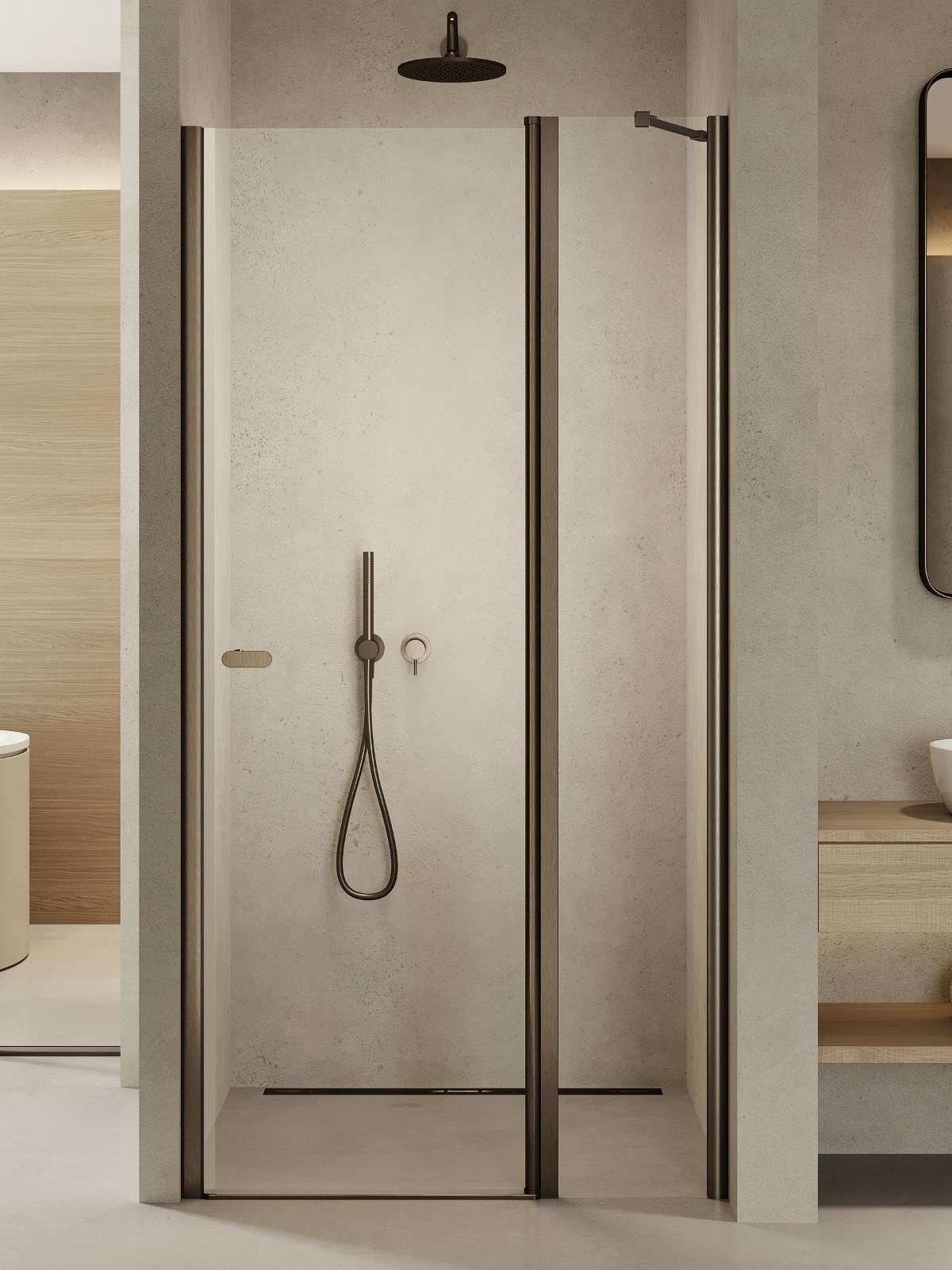 New Trendy New Soleo Gunmetal Brushed porta doccia 110 cm a battente grafite spazzolata/vetro trasparente D-0562A