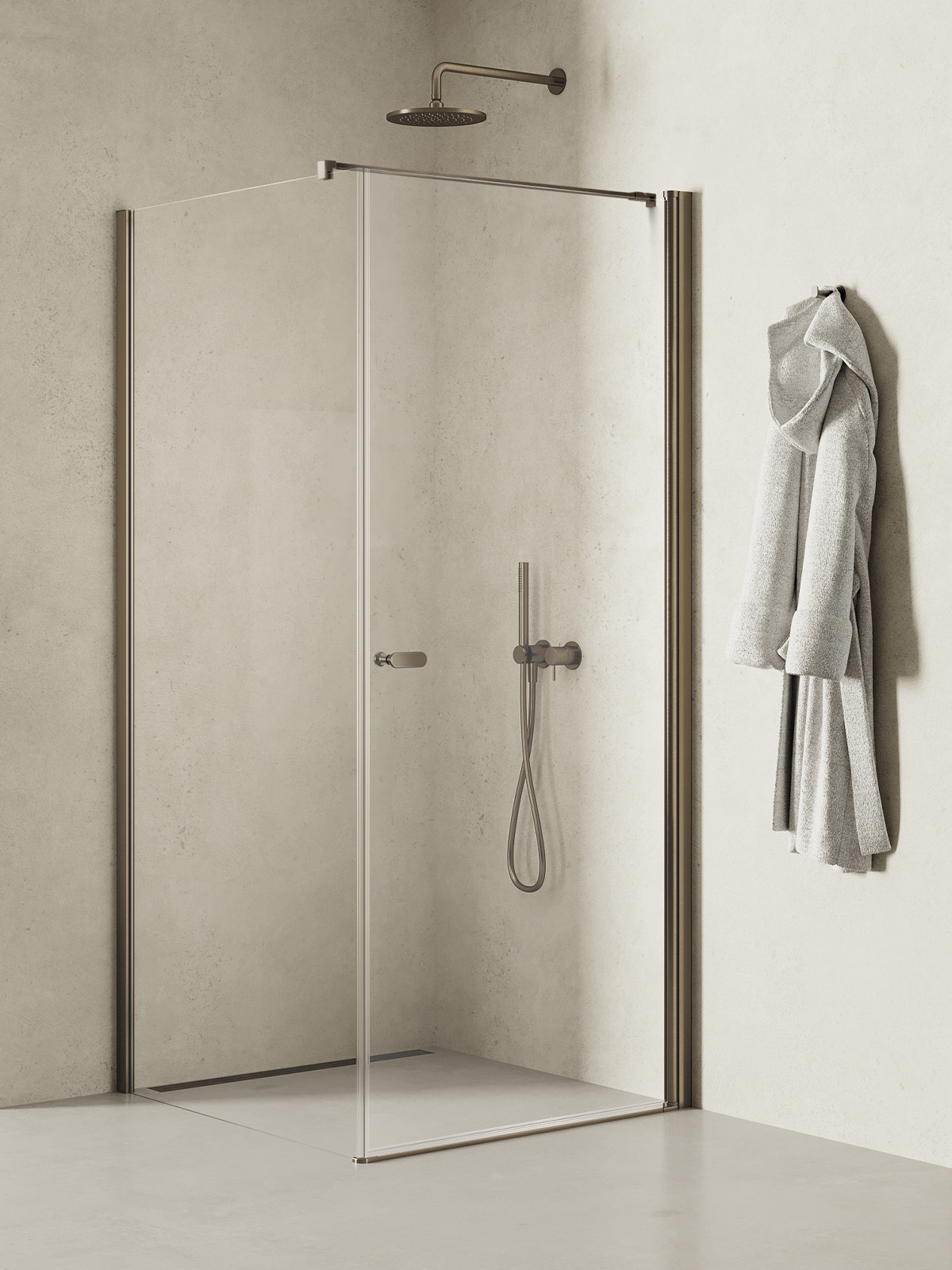 New Trendy New Soleo Gunmetal Brushed box doccia 90x80 cm rettangolare grafite spazzolata/vetro trasparente K-2138-WP