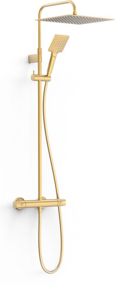 Tres Over-Wall set doccia a parete con termostato con soffione oro 19038702OM