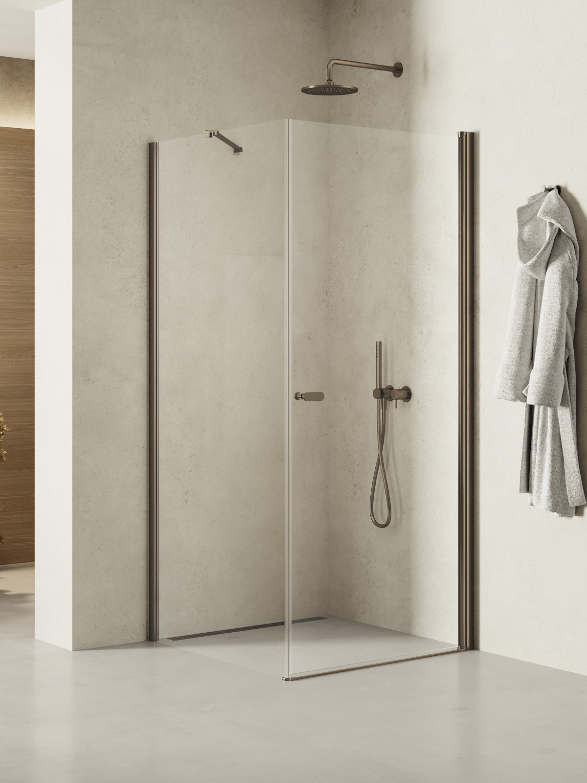 New Trendy New Soleo Gunmetal Brushed box doccia 80x70 cm rettangolare grafite spazzolata/vetro trasparente K-2126