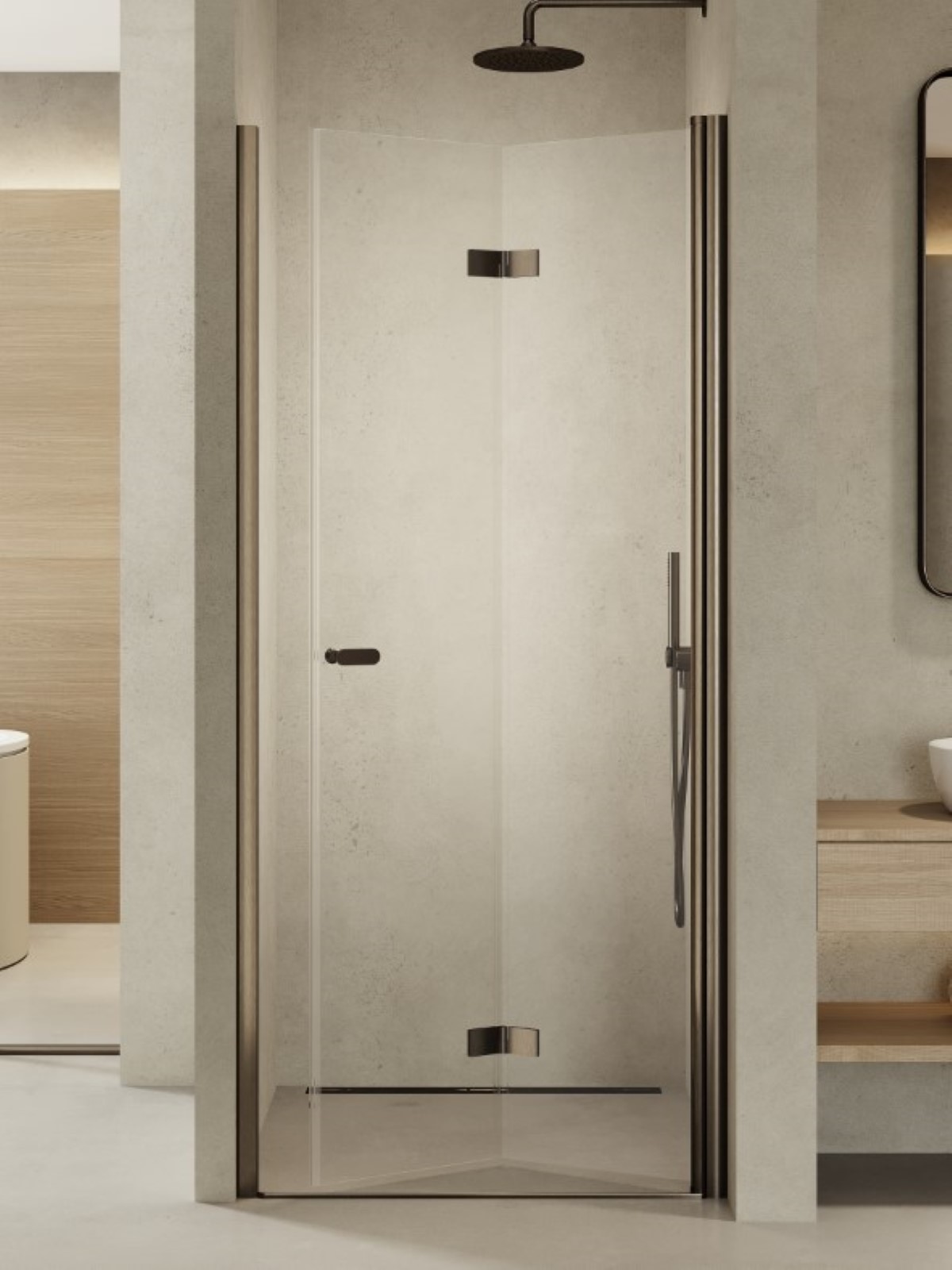 New Trendy New Soleo Gunmetal Brushed porta doccia 100 cm pieghevole grafite spazzolata/vetro trasparente D-0545A