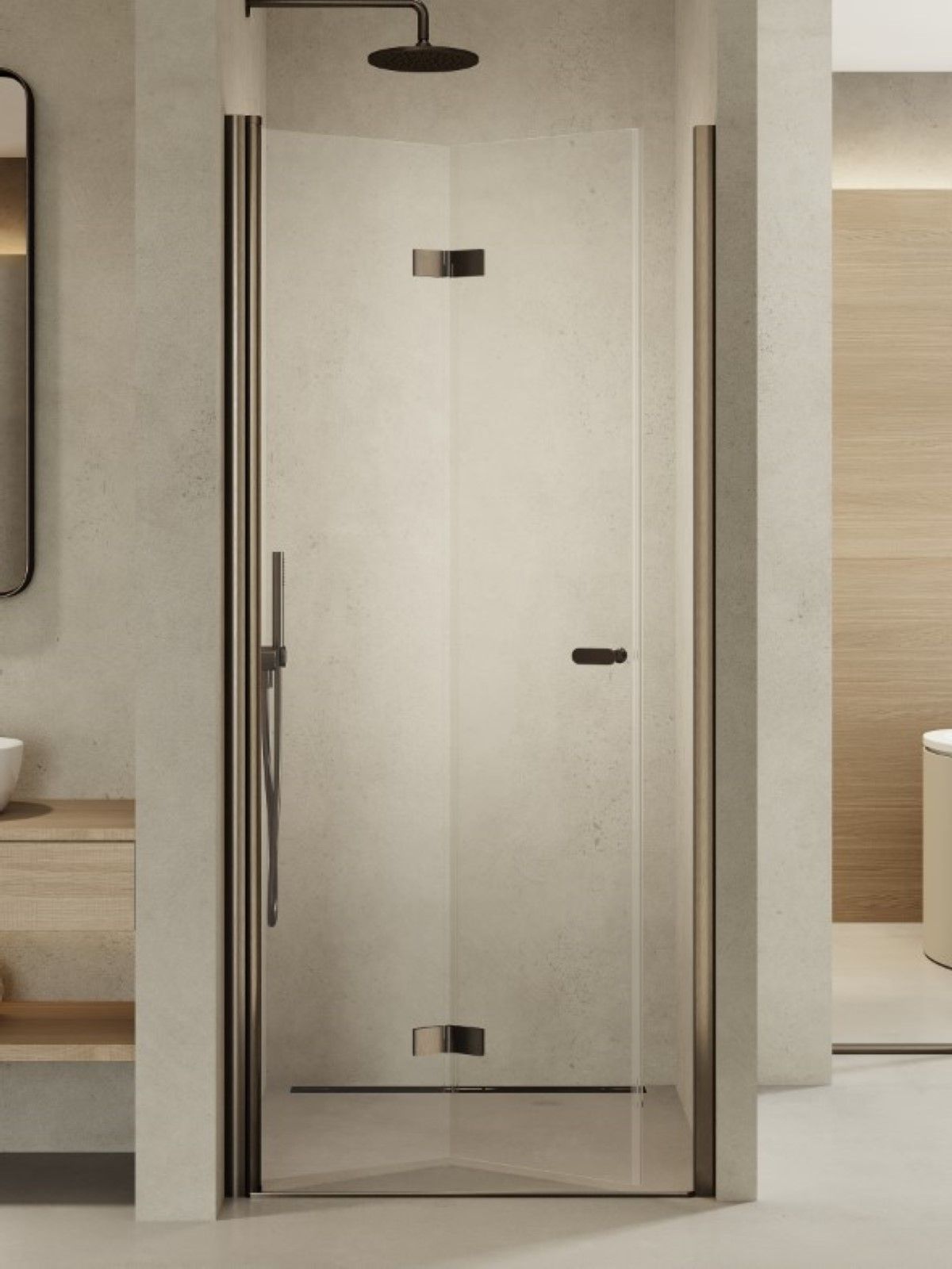 New Trendy New Soleo Gunmetal Brushed porta doccia 90 cm pieghevole grafite spazzolata/vetro trasparente D-0542A
