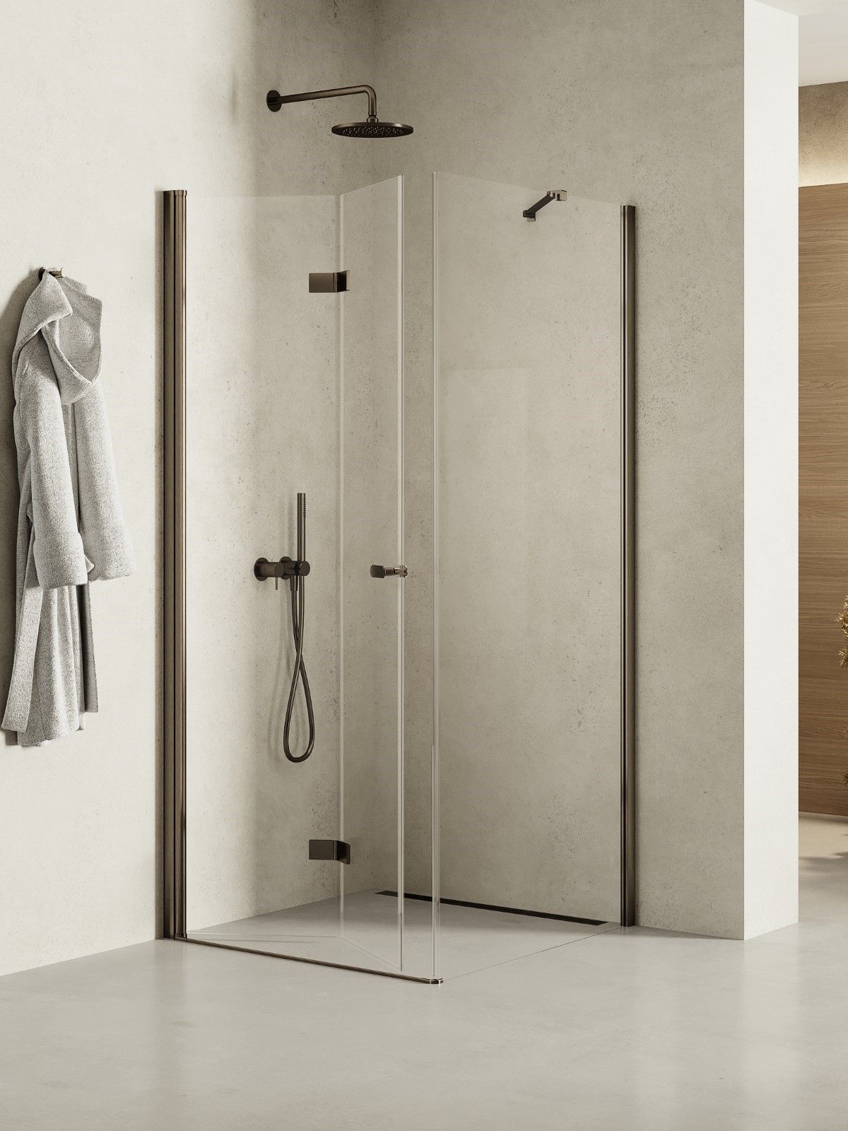 New Trendy New Soleo Gunmetal Brushed box doccia 70x70 cm quadrato grafite spazzolata/vetro trasparente K-2193