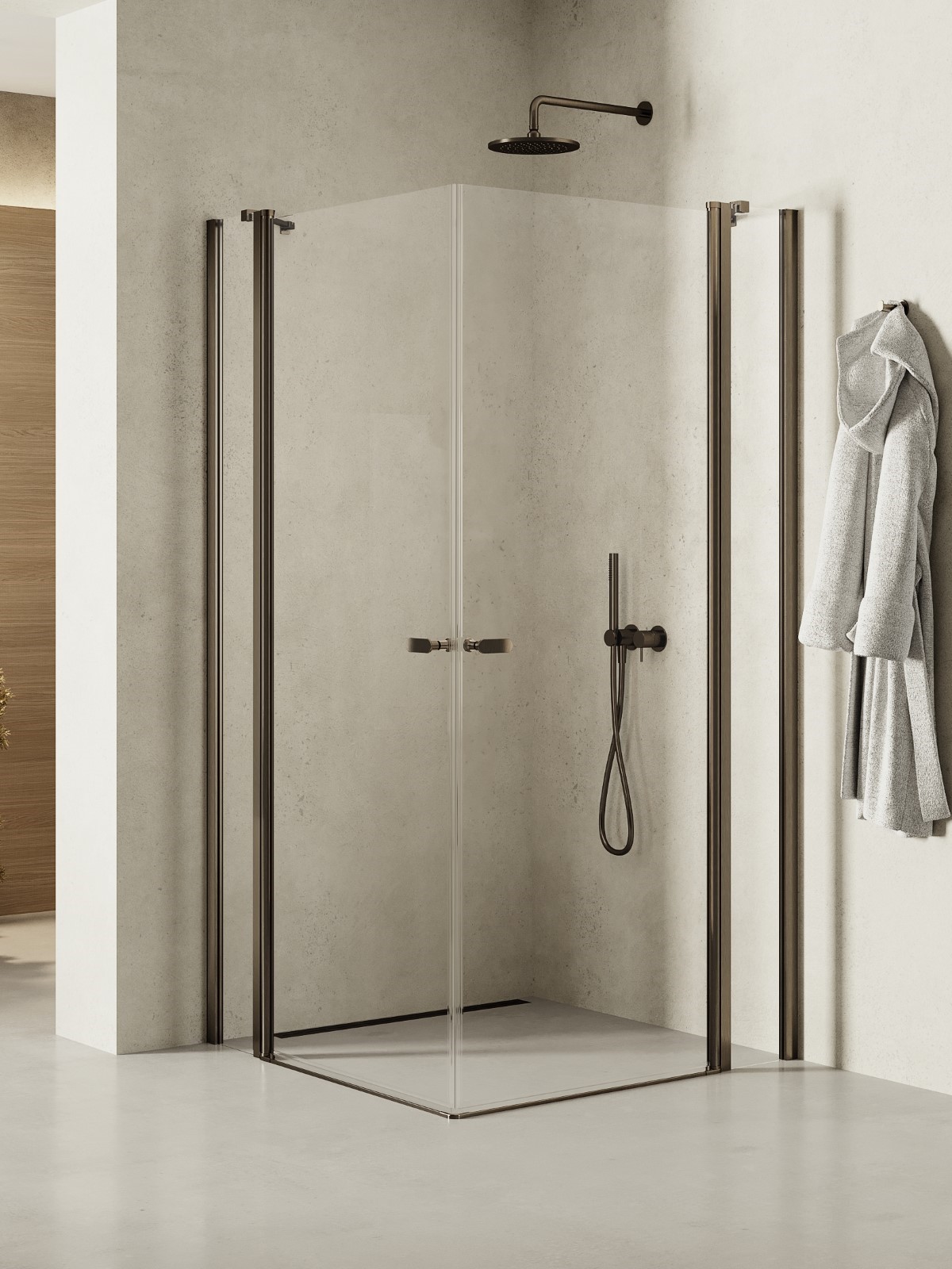 New Trendy New Soleo Gunmetal Brushed box doccia 110x90 cm rettangolare grafite spazzolata/vetro trasparente K-2185