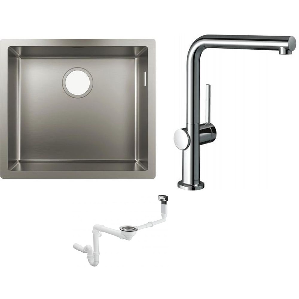 Set lavello in acciaio Hansgrohe S 71 43427800, rubinetto da cucina Hansgrohe Talis M54 72840000, 43921800