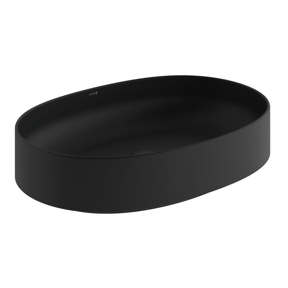 Kludi Resa O lavabo con tappo 60x40 cm ovale da appoggio nero 58CW2039