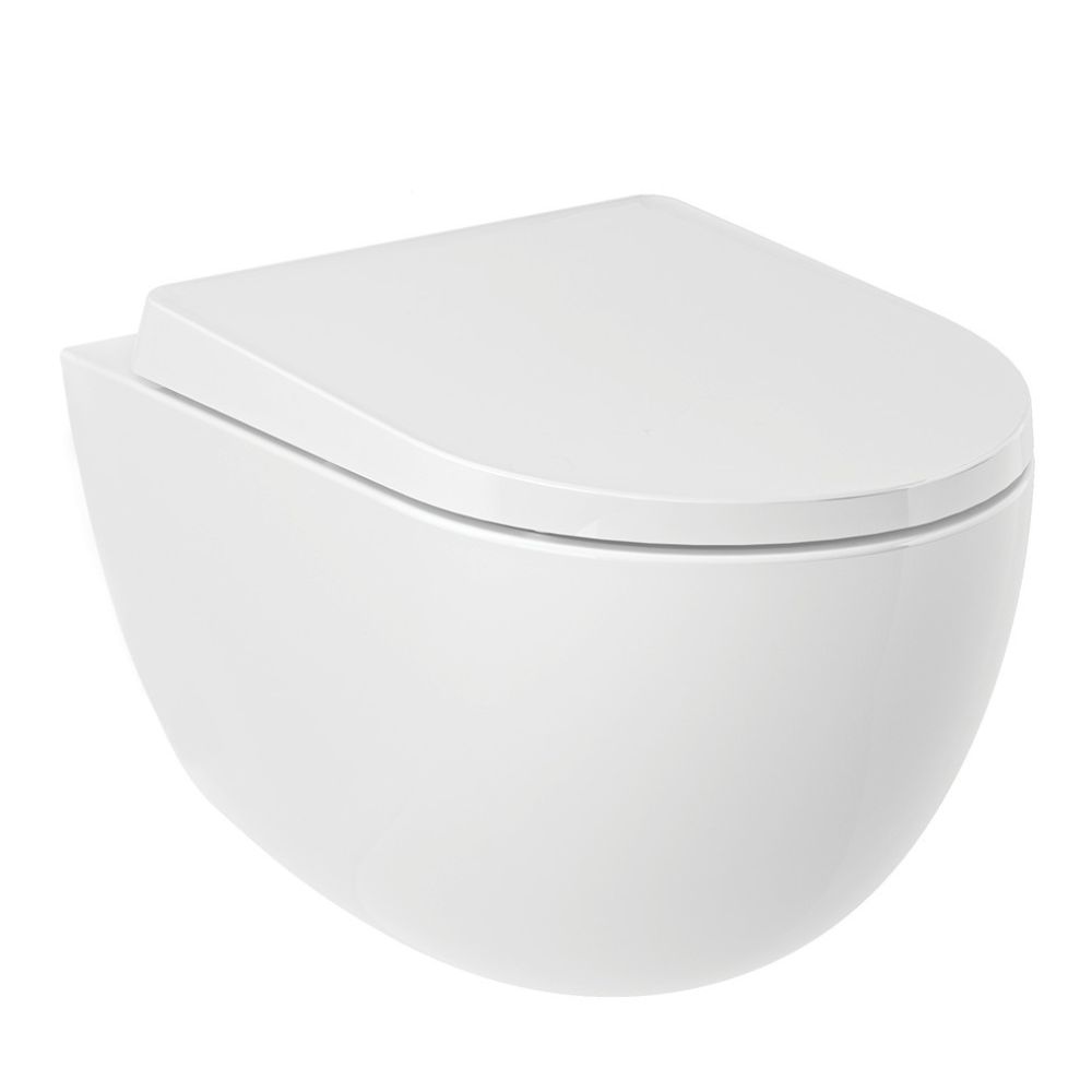 Kludi Resa D vaso wc con copriwater a discesa lenta sospeso senza brida con scarico a vortice bianco lucida 24WCSET43