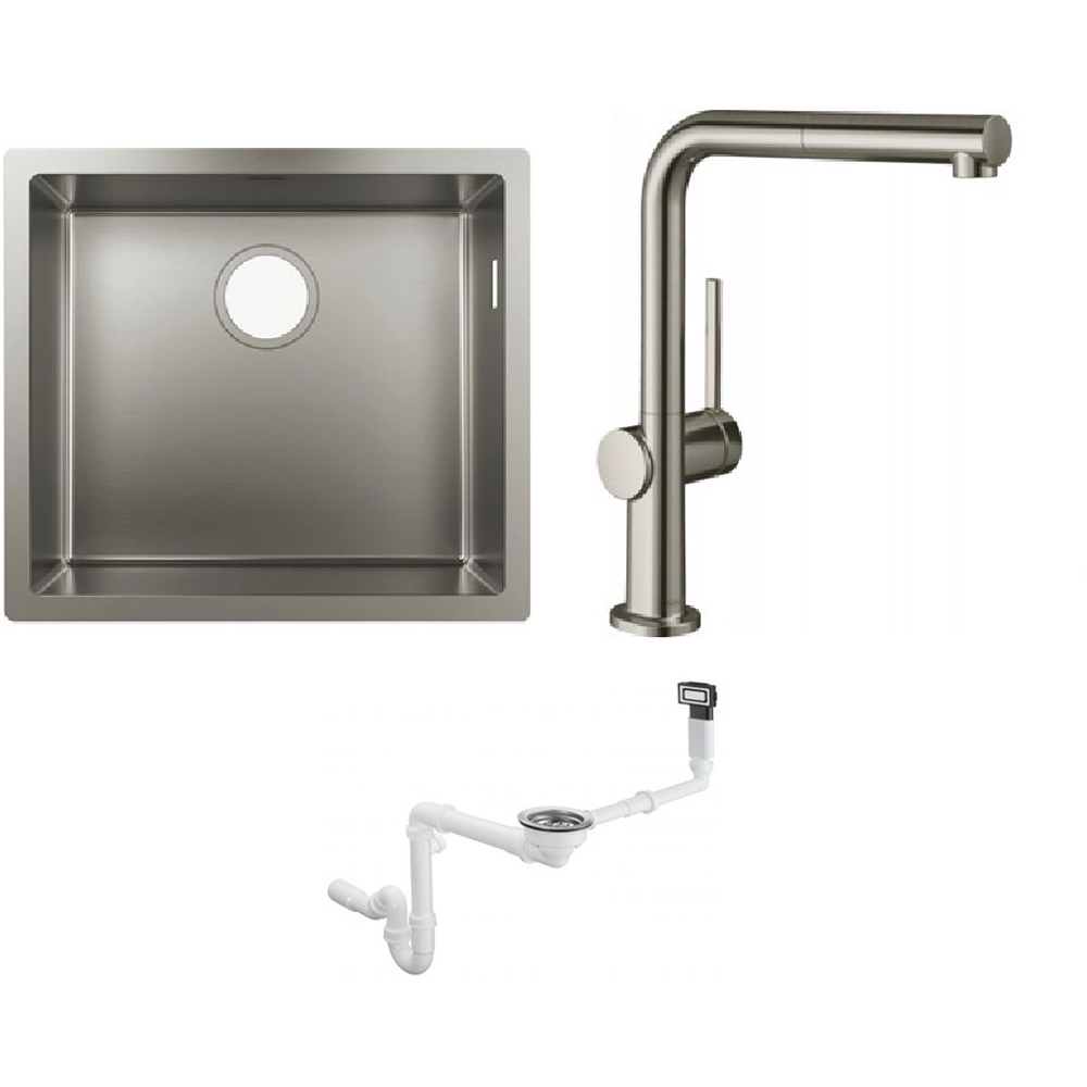 Set lavello in acciaio Hansgrohe S 71 43427800, rubinetto da cucina Hansgrohe Talis M54 72809800, 43921800