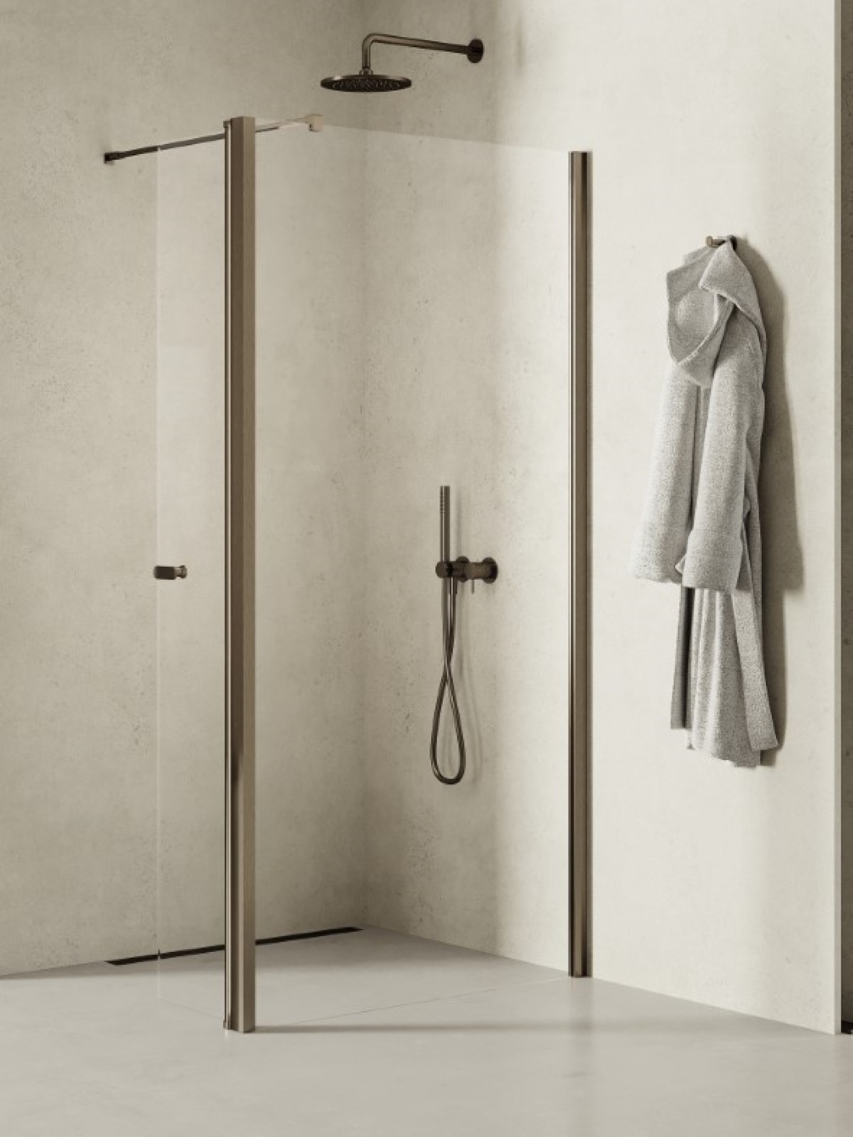 New Trendy New Soleo Gunmetal Brushed parete doccia walk-in 70 cm grafite spazzolata/vetro trasparente K-2269
