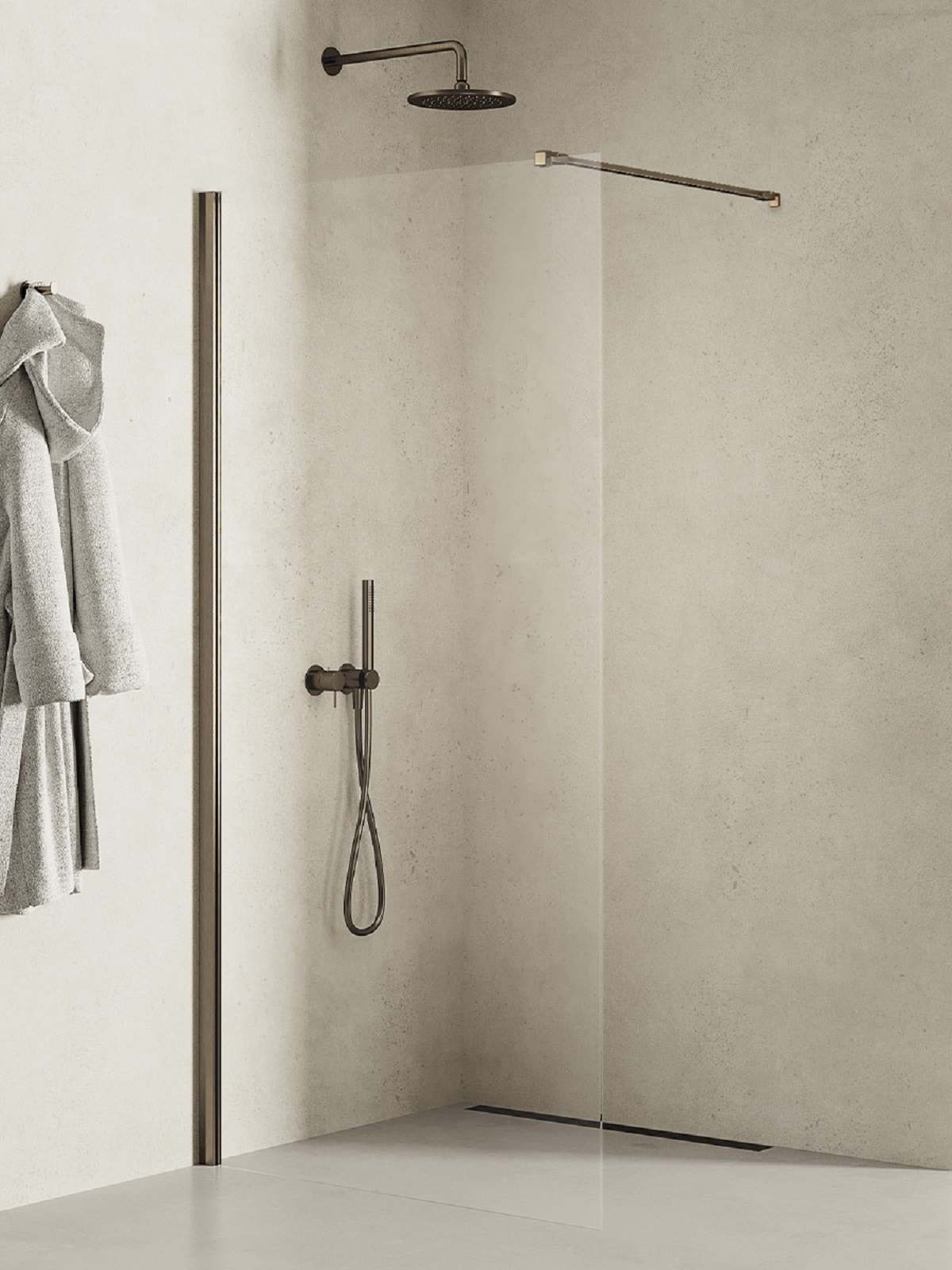 New Trendy New Soleo Gunmetal Brushed parete doccia walk-in 90 cm grafite spazzolata/vetro trasparente K-2261-WP