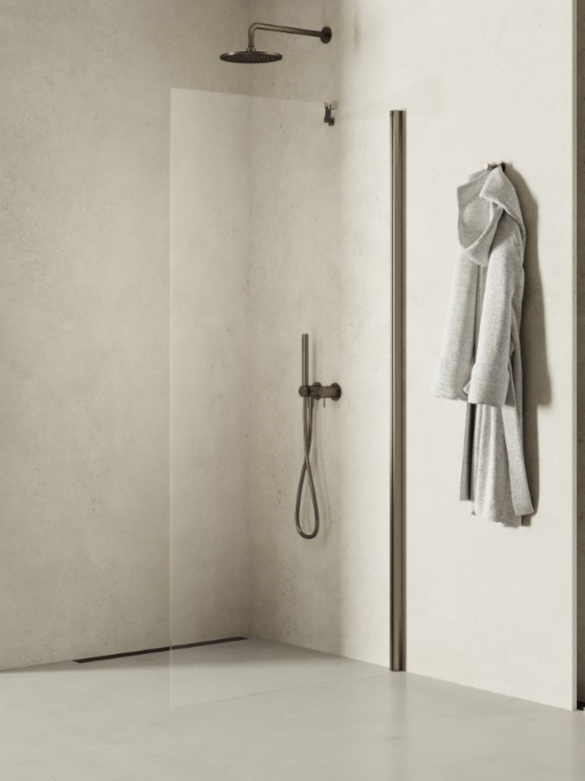 New Trendy New Soleo Gunmetal Brushed parete doccia walk-in 60 cm grafite spazzolata/vetro trasparente K-2258
