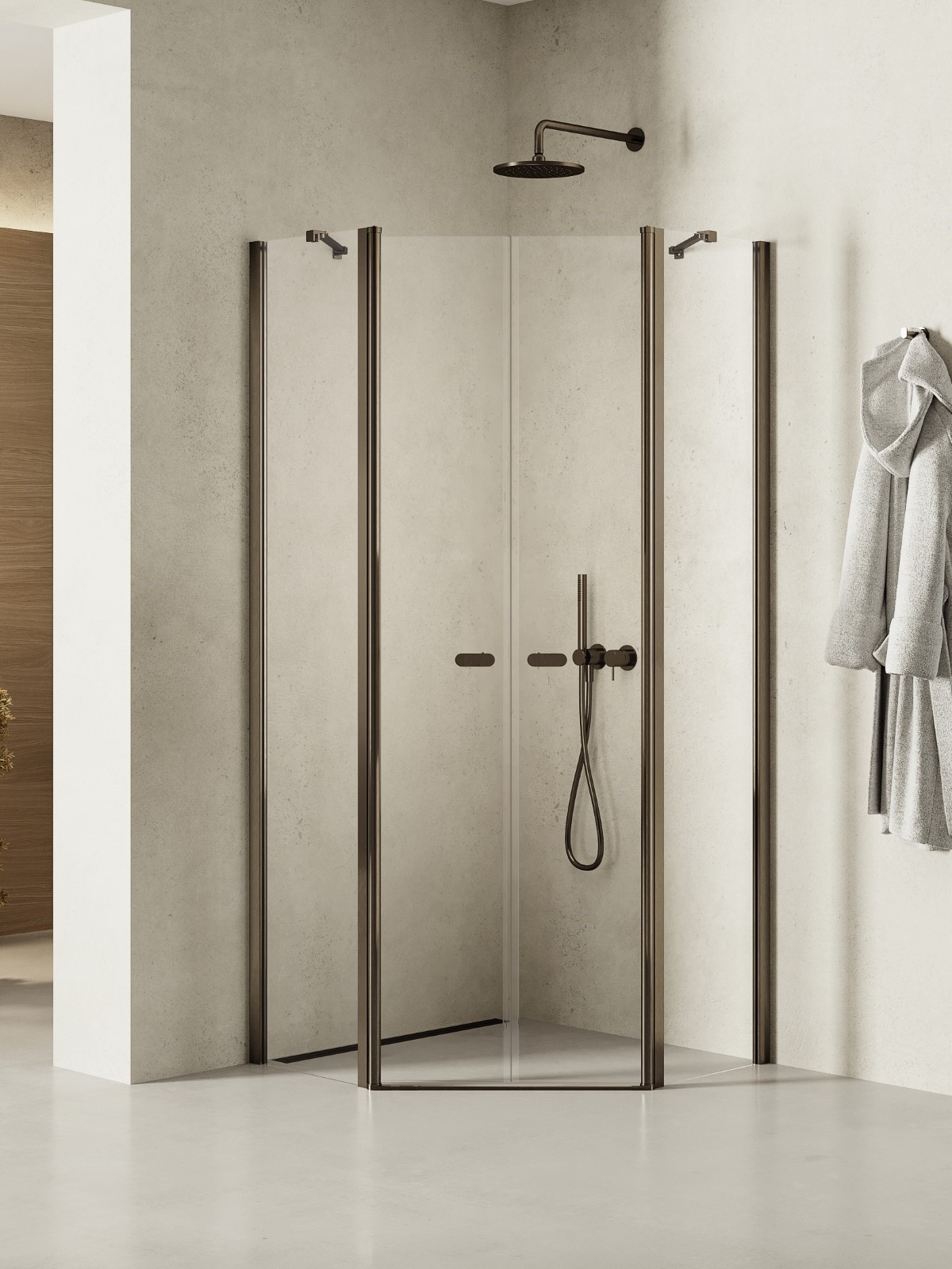 New Trendy New Soleo Gunmetal Brushed box doccia 80x80 cm grafite spazzolata/vetro trasparente K-1711