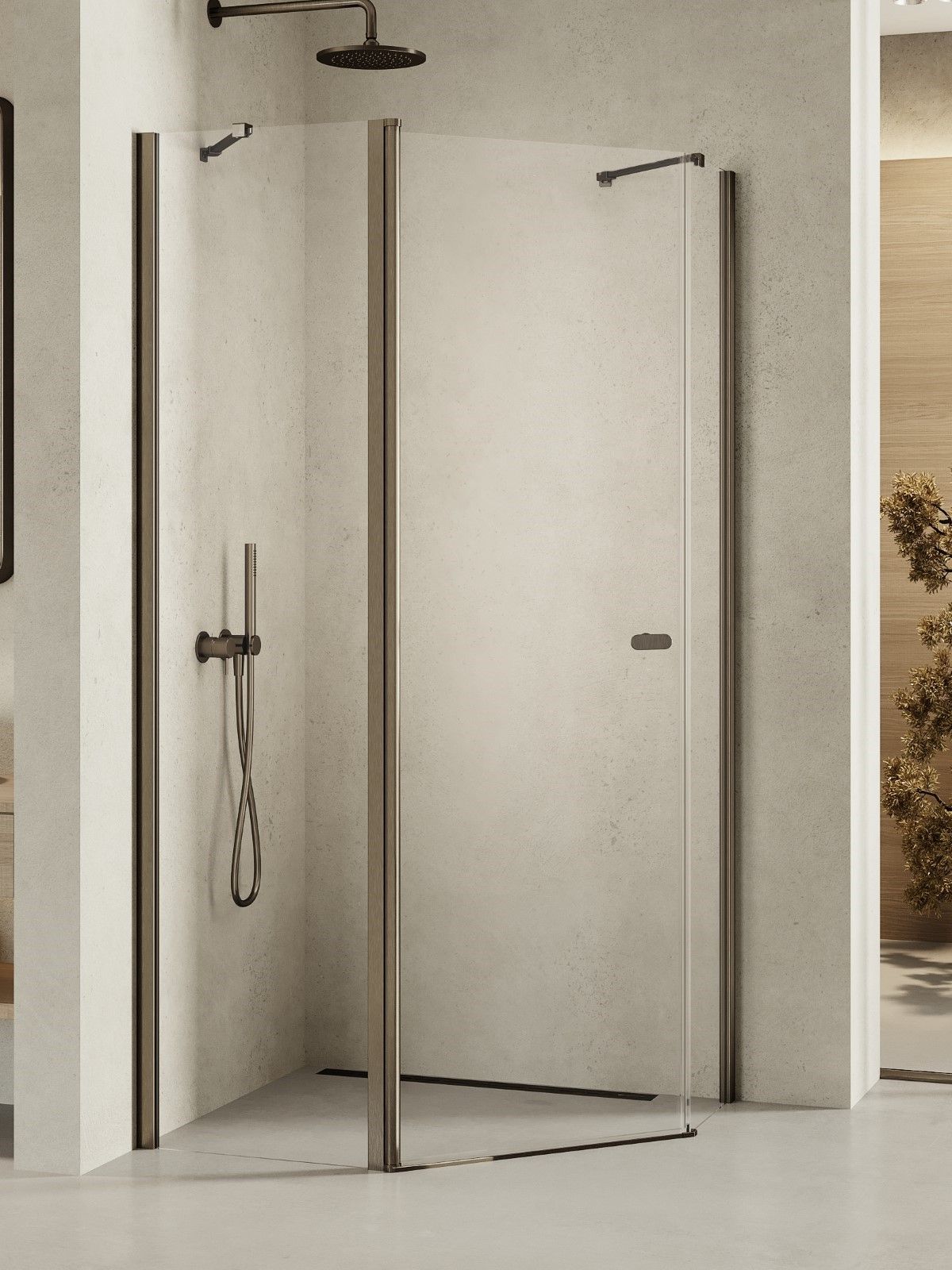 New Trendy New Soleo Gunmetal Brushed box doccia 100x80 cm grafite spazzolata/vetro trasparente K-1709