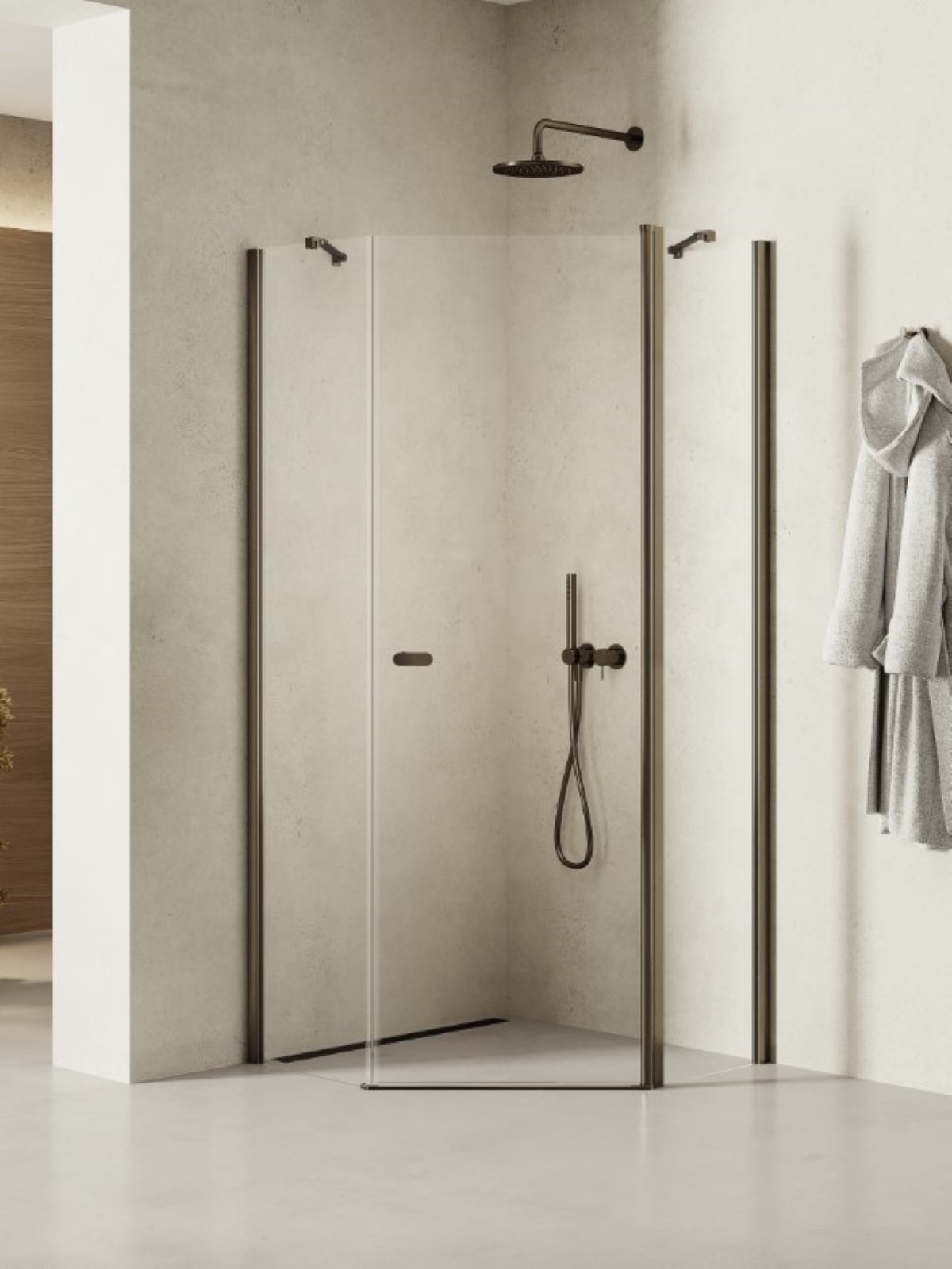 New Trendy New Soleo Gunmetal Brushed box doccia 80x80 cm grafite spazzolata/vetro trasparente K-1707