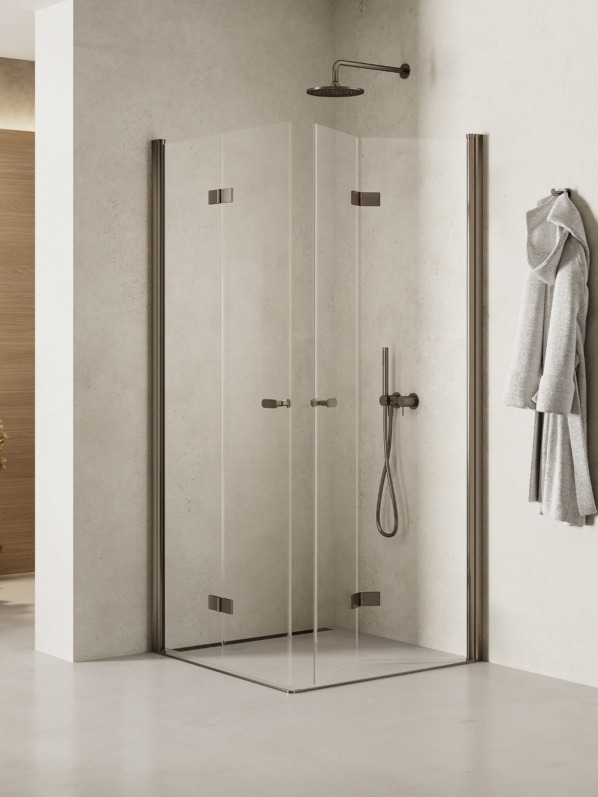 New Trendy New Soleo Gunmetal Brushed box doccia 90x80 cm rettangolare grafite spazzolata/vetro trasparente K-2247