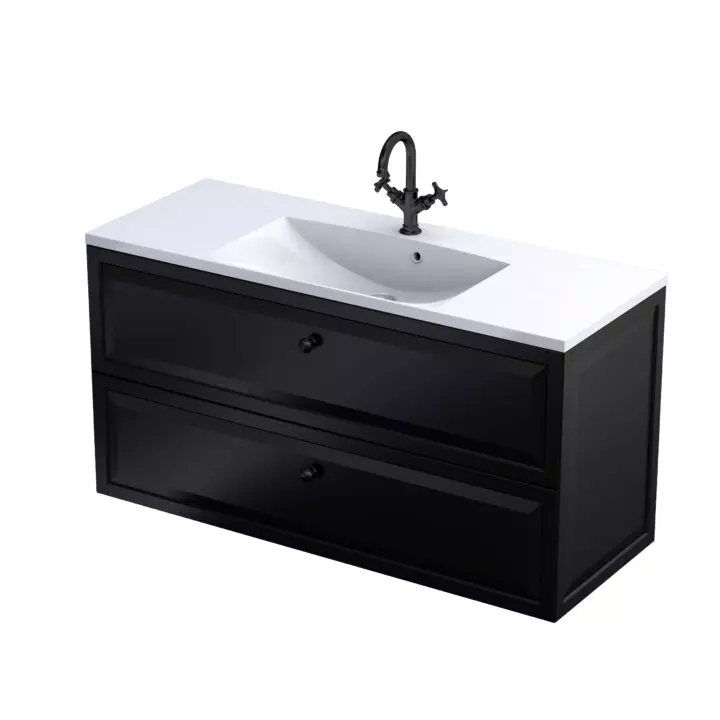 Oristo Montebianco armadietto 120x45.9x60.3 cm sottolavabo sospeso nero OR47-SD2S-120-8