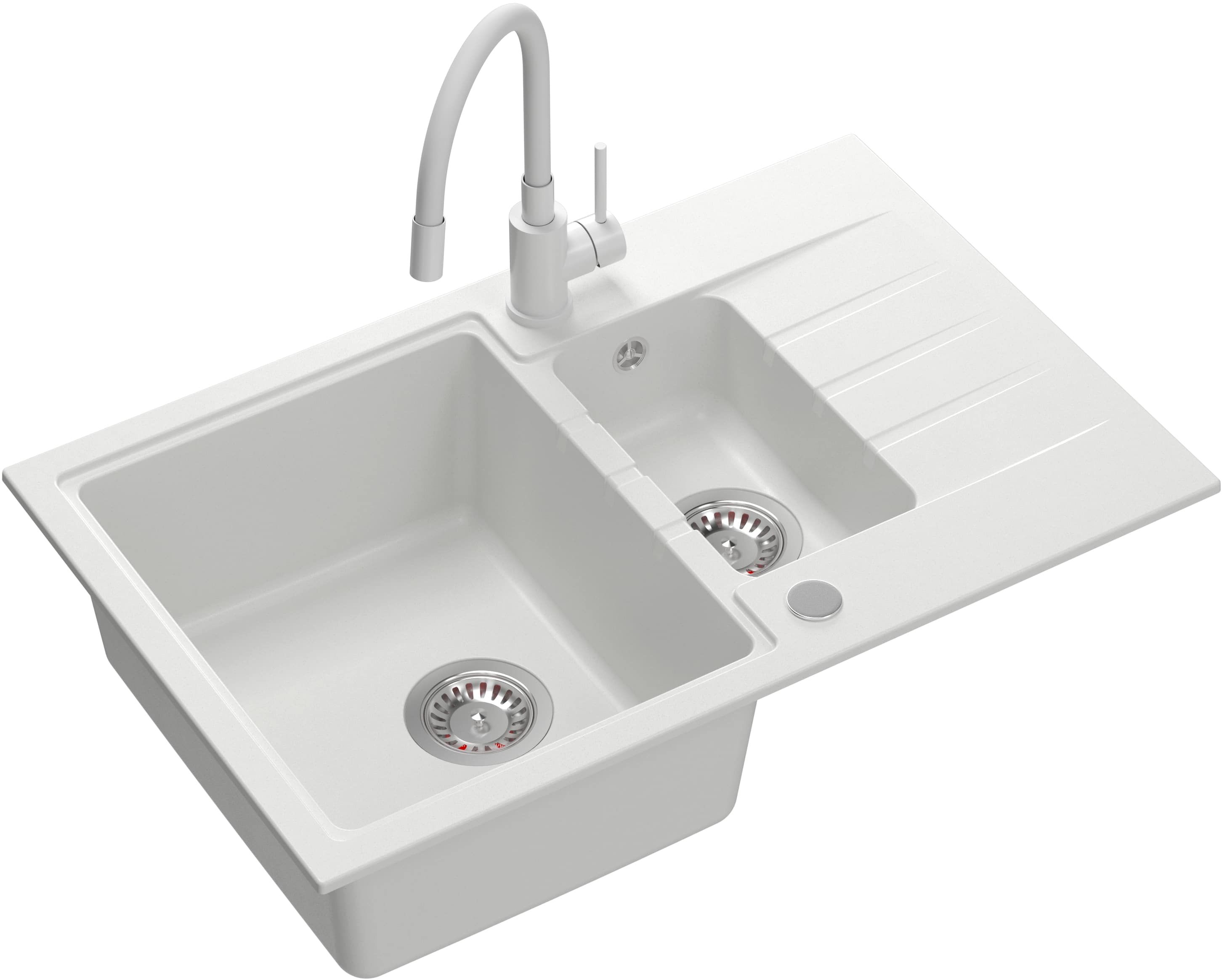 Quadron Peter lavello con rubinetto bianco/bianco HCQP57850BIK_3323503WHM