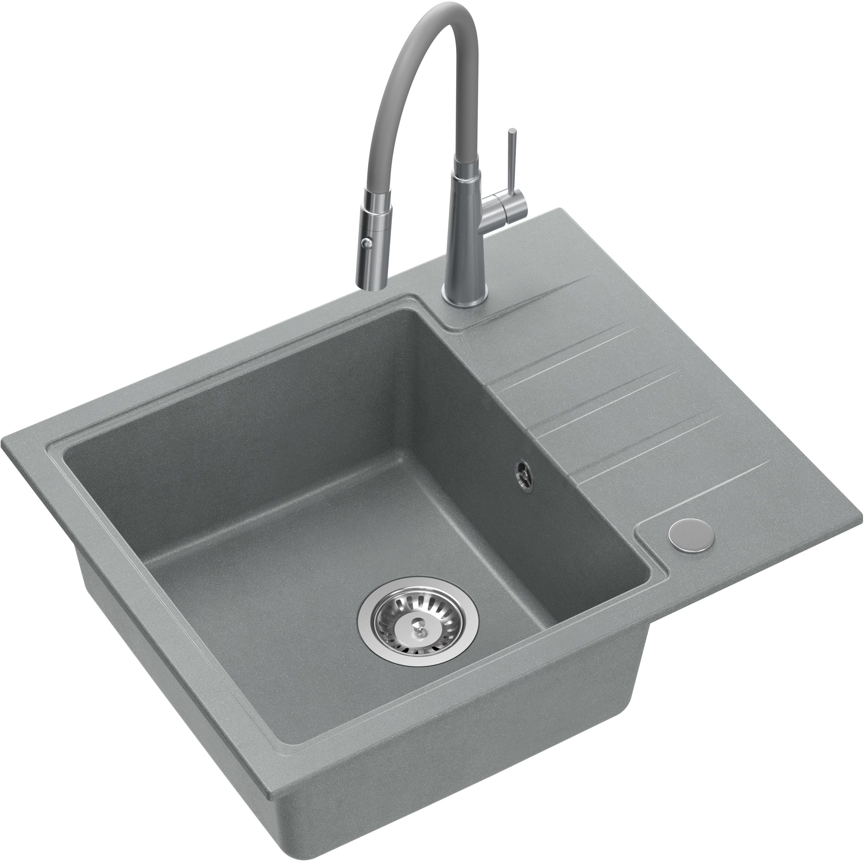 Quadron Peter lavello con rubinetto grigio/acciaio HCQP6250SZK_3922505BSGR