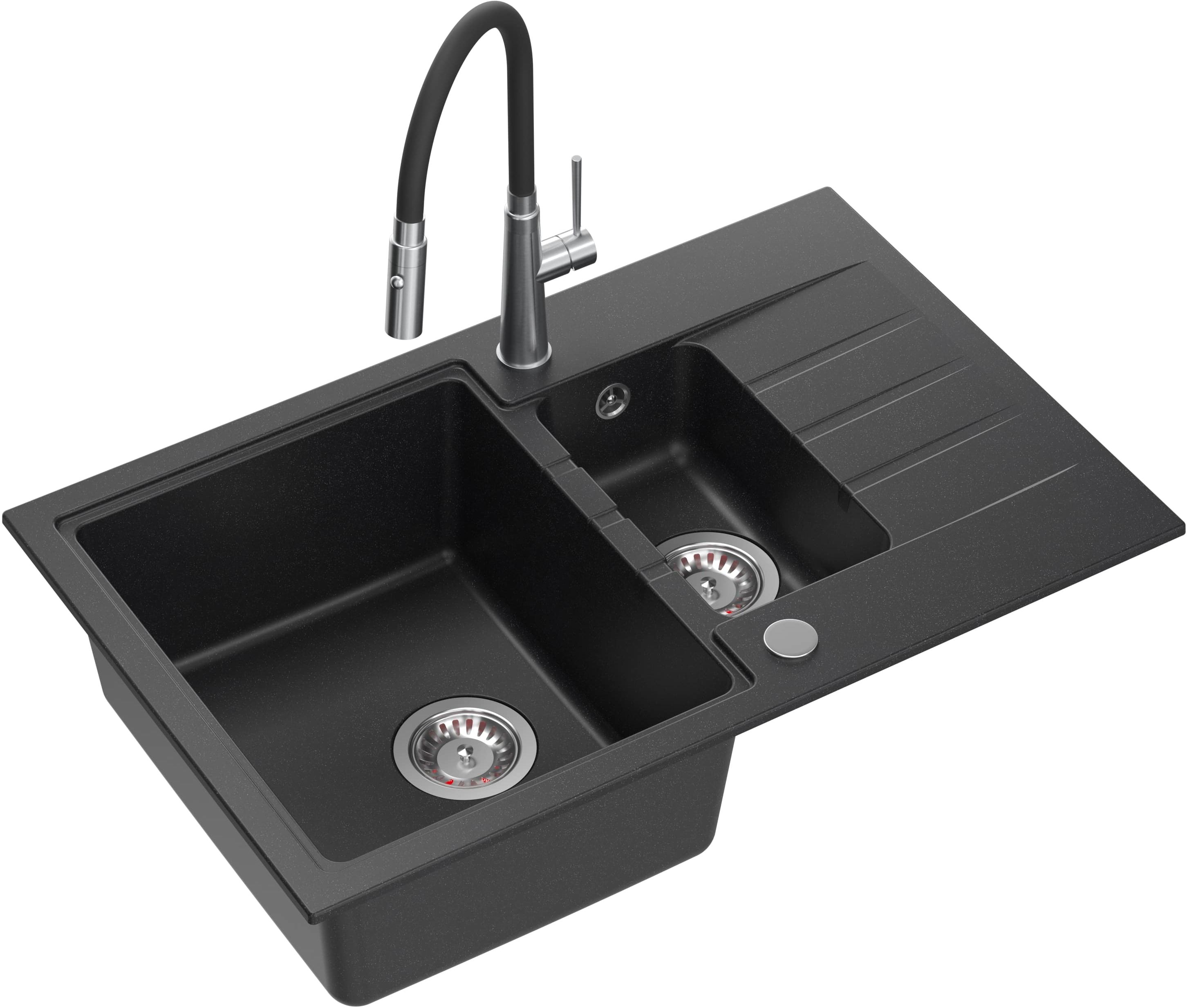 Quadron Peter lavello con rubinetto nero/acciaio HCQP57850CZK_3922505BSBL