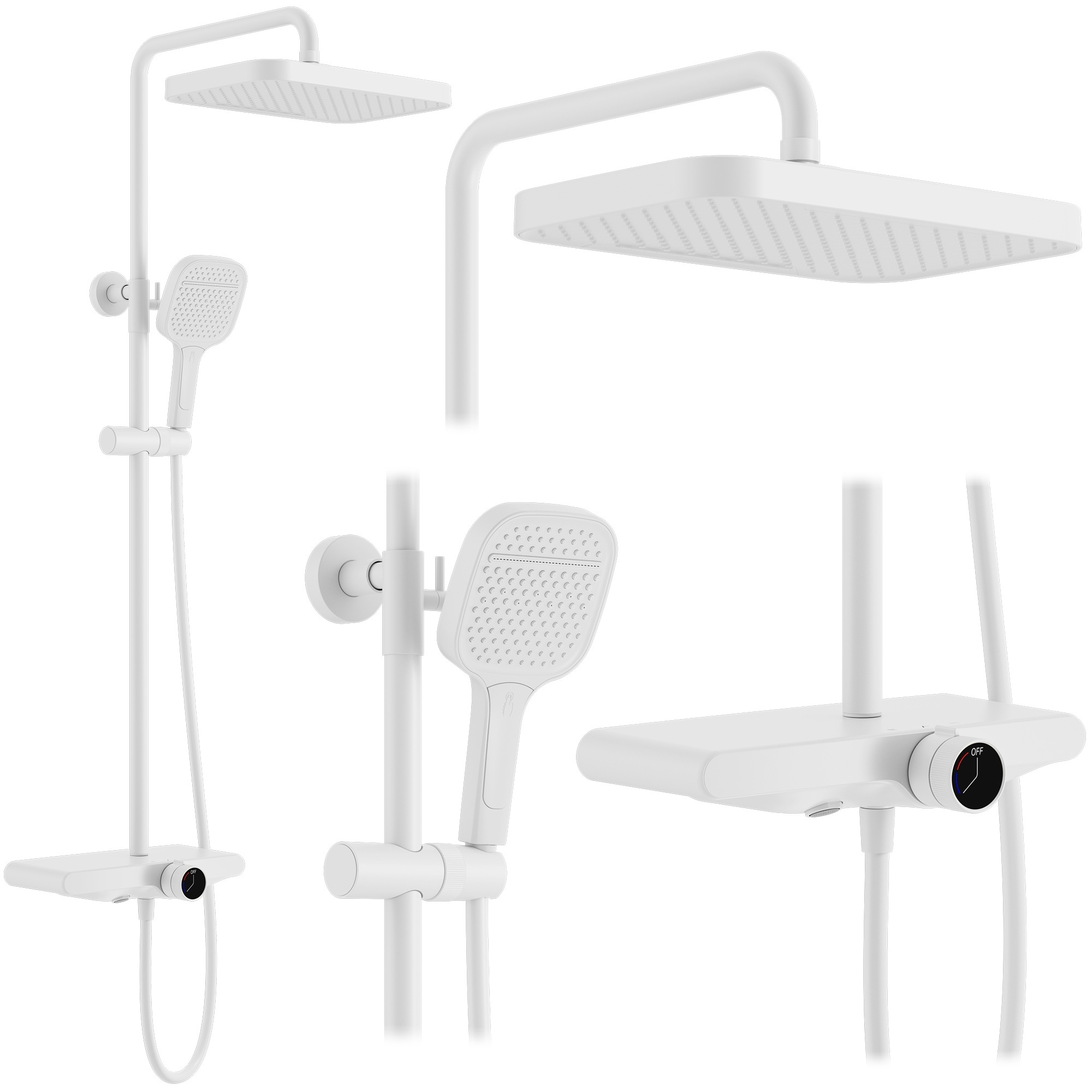 Rea Bari set doccia a parete con soffione bianco REA-P0895