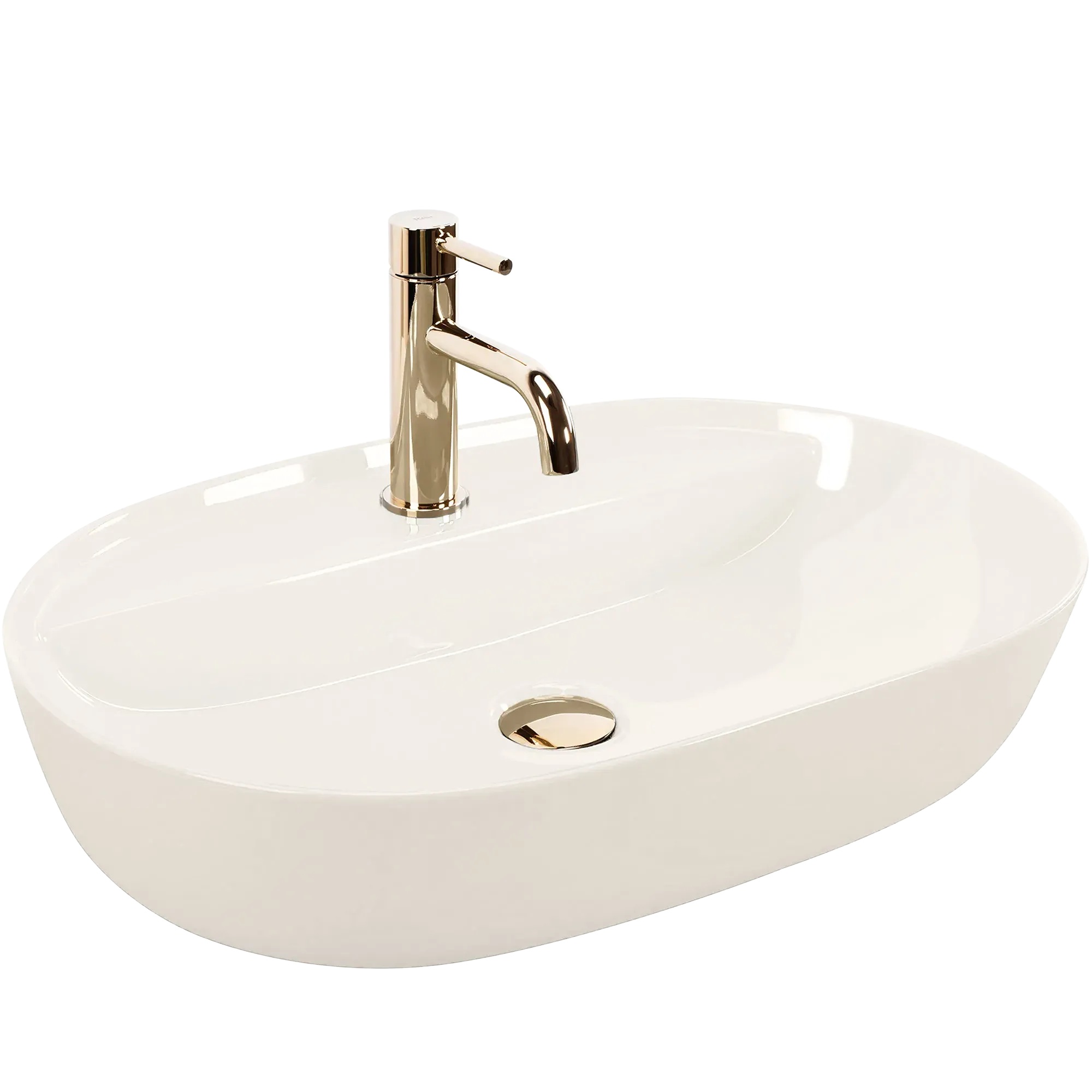 Rea Aura lavabo 60.5x40.5 cm ovale da appoggio marrone/beige REA-U4589