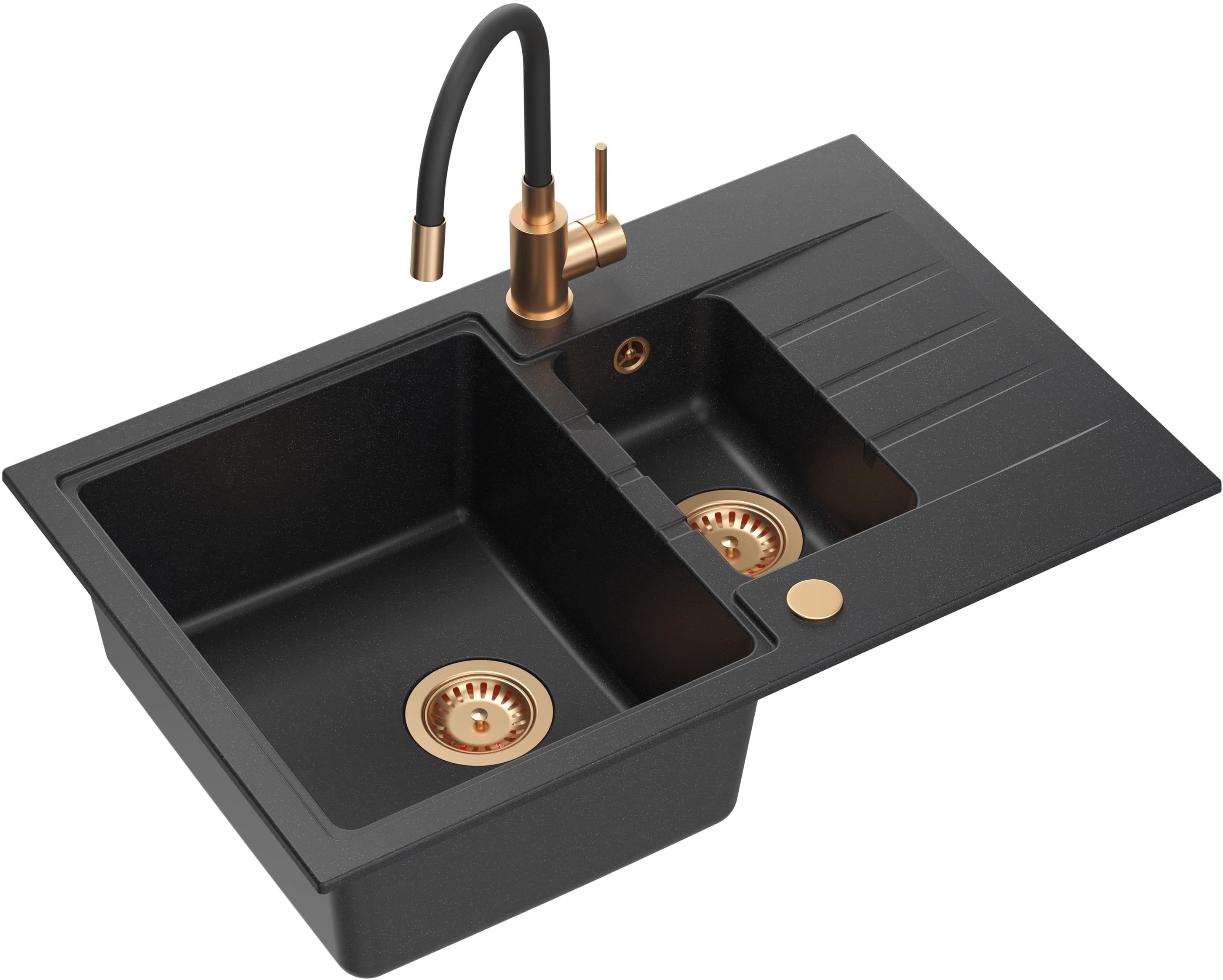 Quadron Peter lavello con rubinetto nero/nero HCQP57850CZK_3323503PVDC1