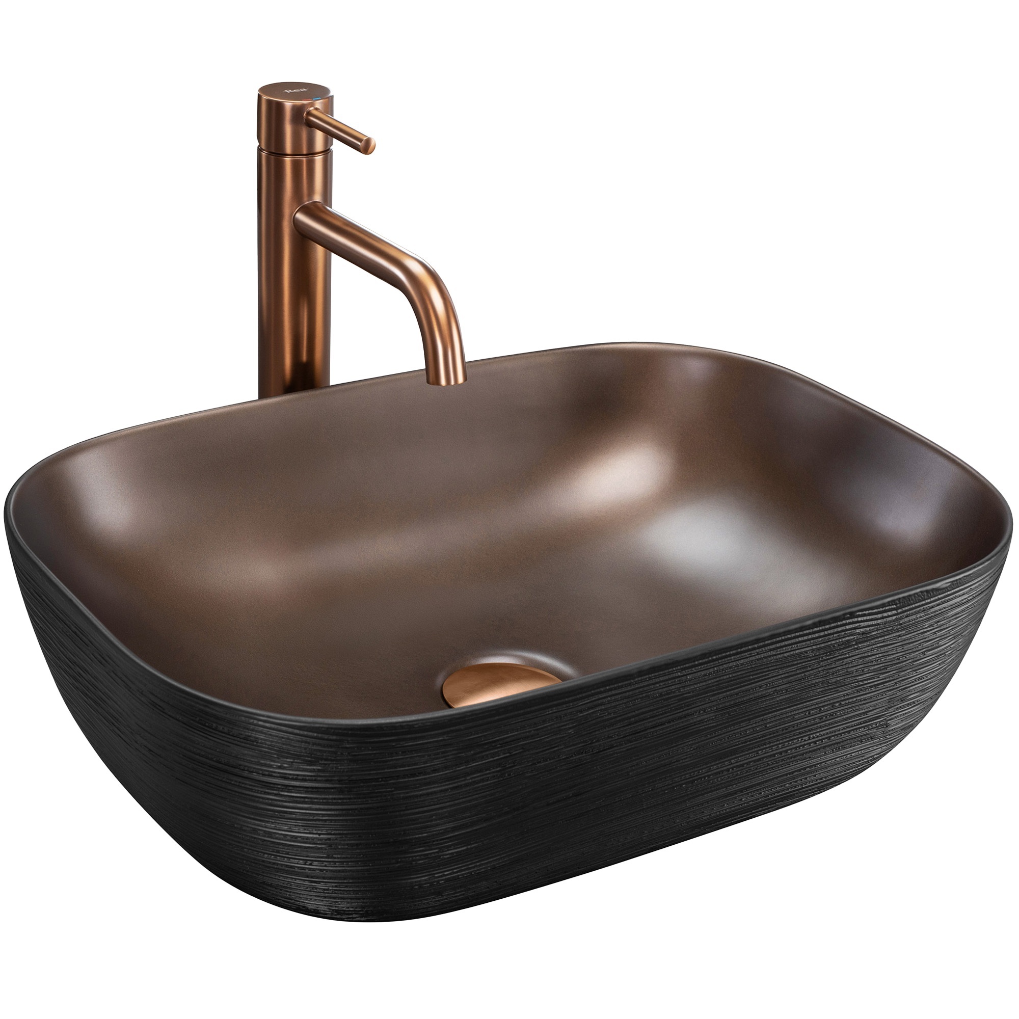 Rea Belinda Cooper lavabo 46.5x33.5 cm rettangolare da appoggio nero opaca REA-U6384