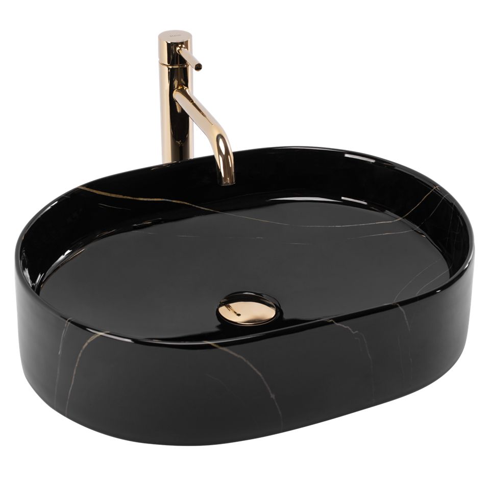 Rea Nadia lavabo 50x38 cm ovale da appoggio nero REA-U9240
