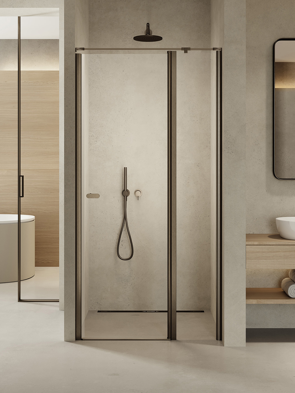 New Trendy New Soleo Gunmetal Brushed porta doccia 110 cm a battente grafite spazzolata/vetro trasparente D-0562A-WP