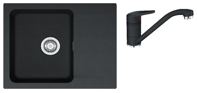 Set lavello Tectonite Franke Orion 114.0286.441, rubinetto da cucina Franke Princess II 115.0470.661