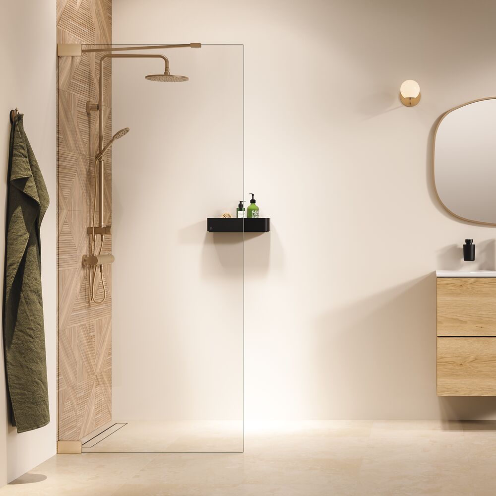 Sealskin Pure parete doccia walk-in 100 cm oro spazzolata/vetro trasparente PU011006495100