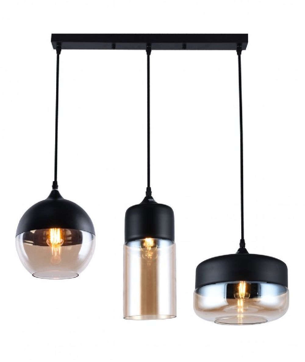 GTV Lender lampada sospesa 3x40 W nero OS-LEND3P-10-DEC