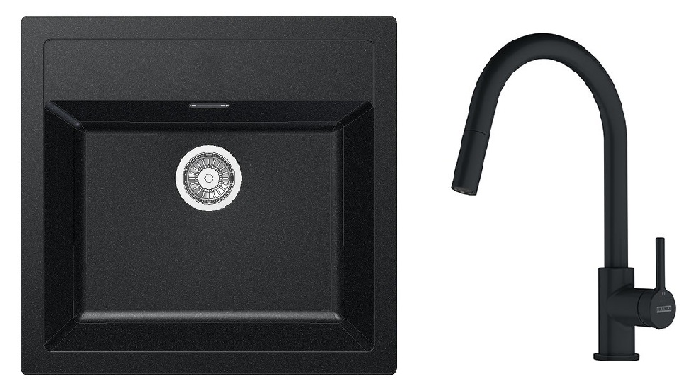 Set rubinetto da cucina Franke Lina 115.0626.053, lavello Tectonite Franke Sirius 114.0205.049