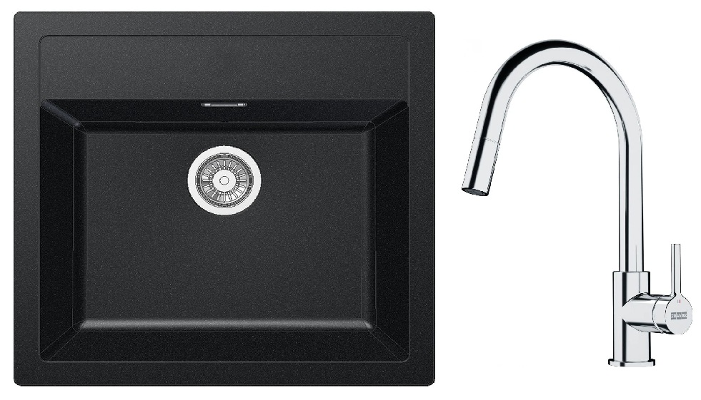 Set lavello Tectonite Franke Sirius 114.0205.049, rubinetto da cucina Franke Lina 115.0693.229