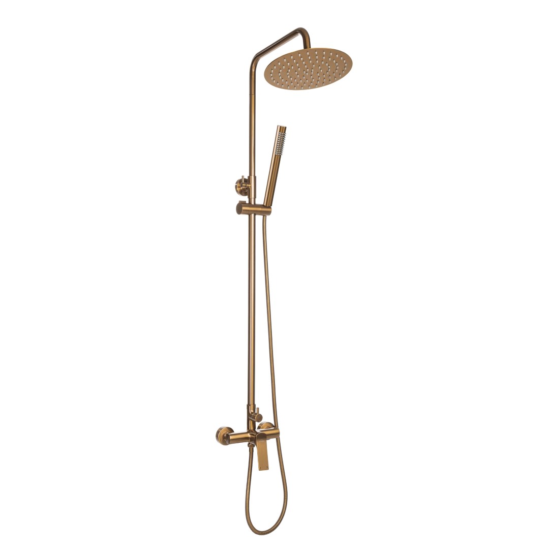 Invena Neri Plus set doccia a parete con soffione rame AU-P9-B14