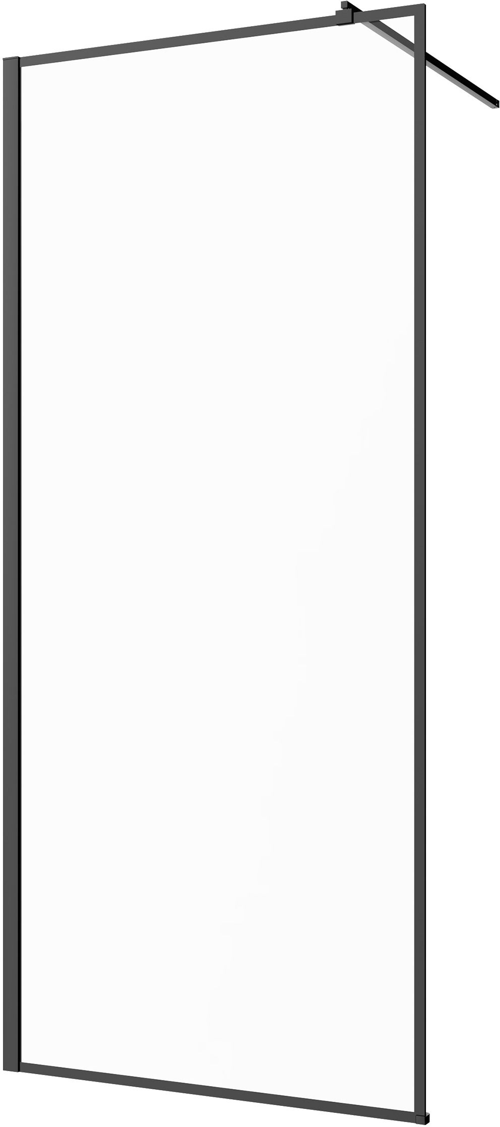 Invena parete doccia walk-in 90 cm nero semiopaca/vetro trasparente AK-32-198