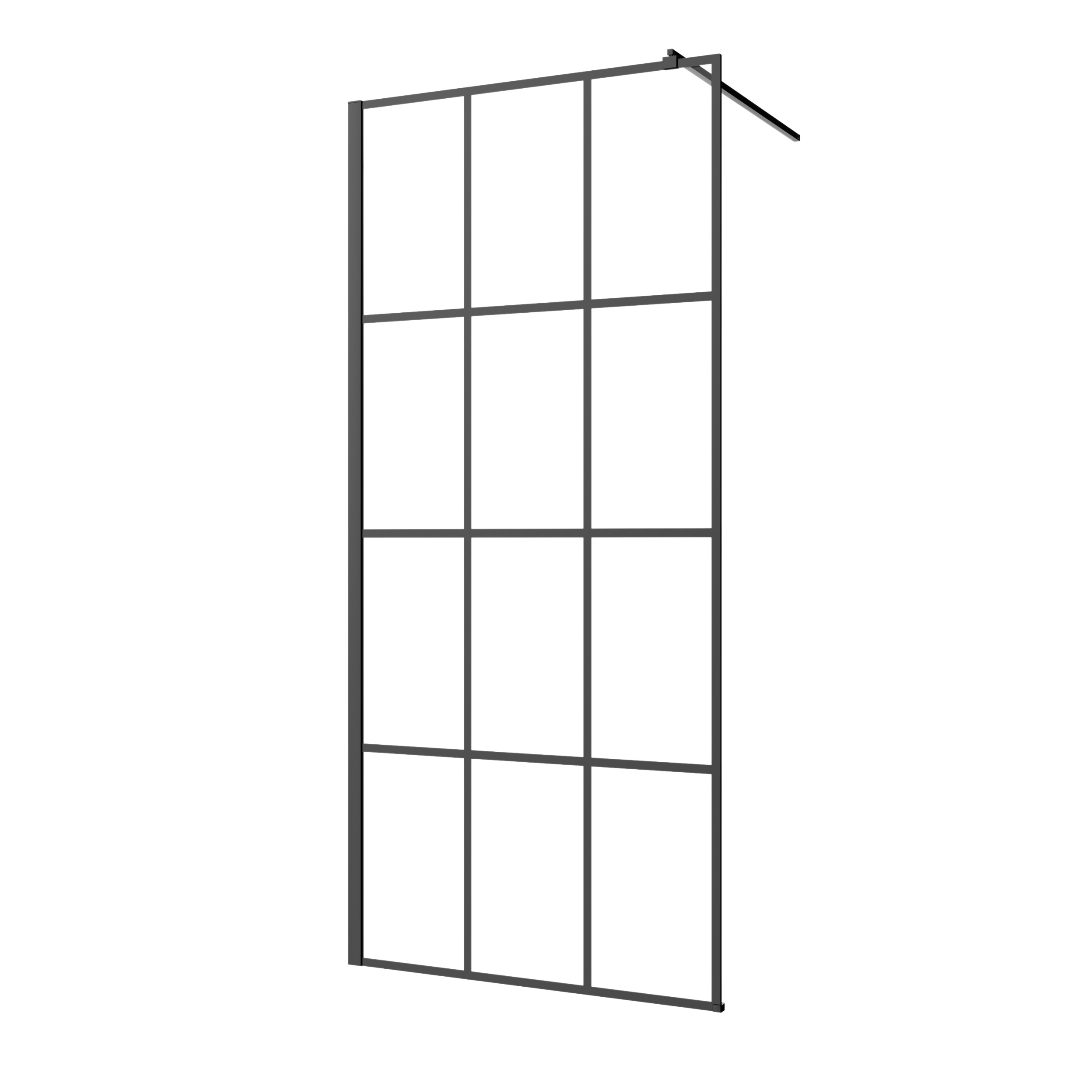 Invena parete doccia walk-in 90 cm nero semiopaca/vetro con motivo AK-32-197