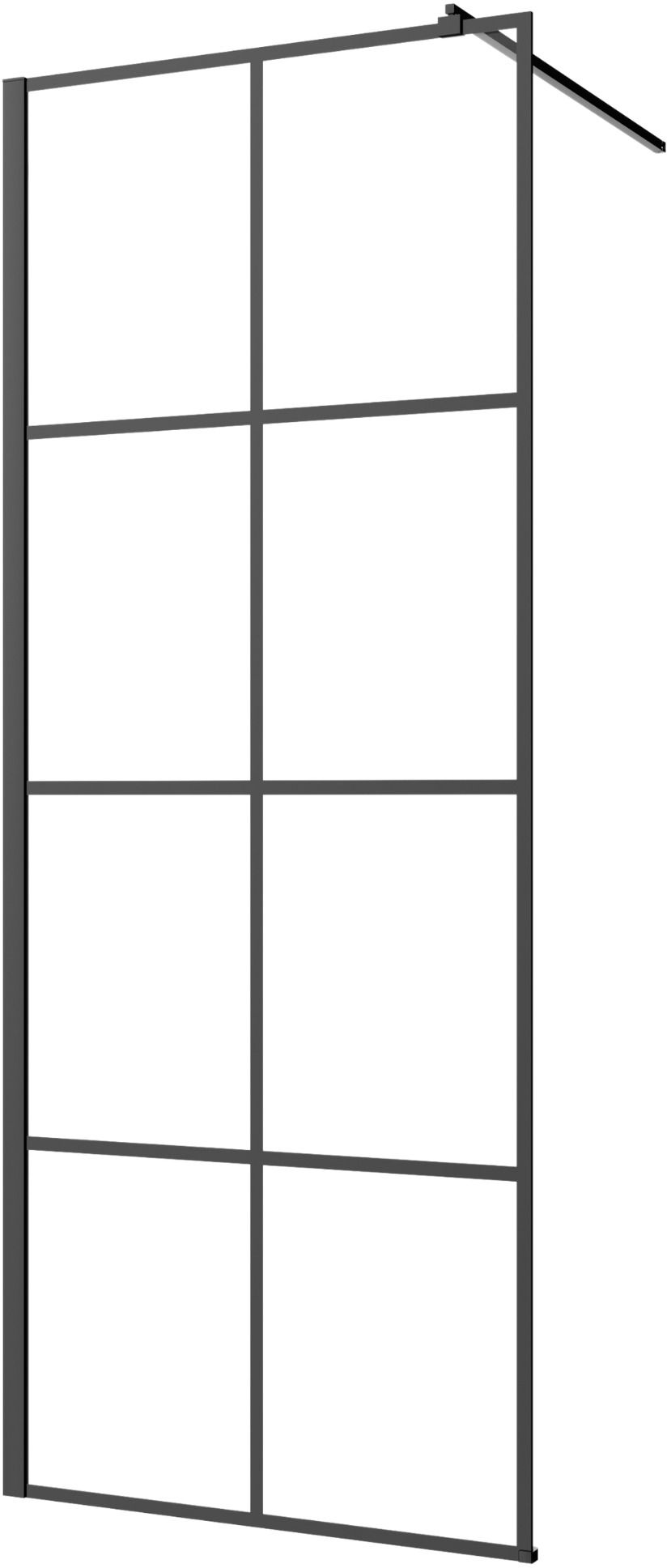 Invena parete doccia walk-in 80 cm nero semiopaca/vetro trasparente AK-32-187