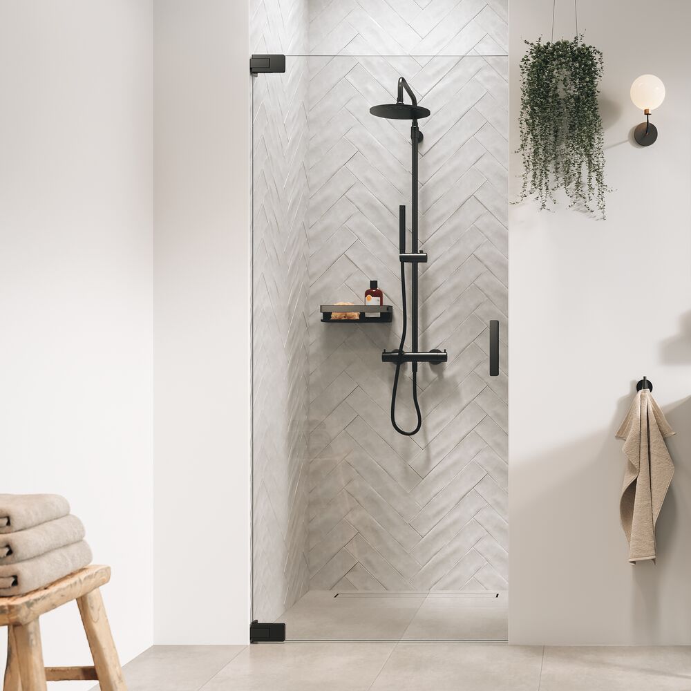 Sealskin Pure porta doccia 80 cm a battente grafite spazzolata/vetro trasparente PU140806145100