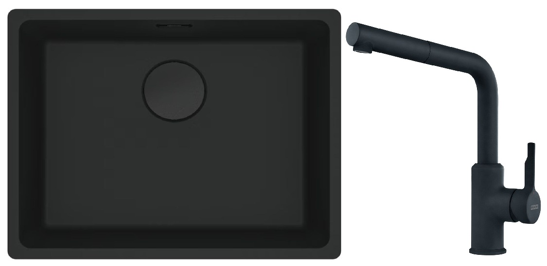 Set lavello in granito Franke Maris 125.0697.759, rubinetto da cucina Franke Urban 115.0627.523