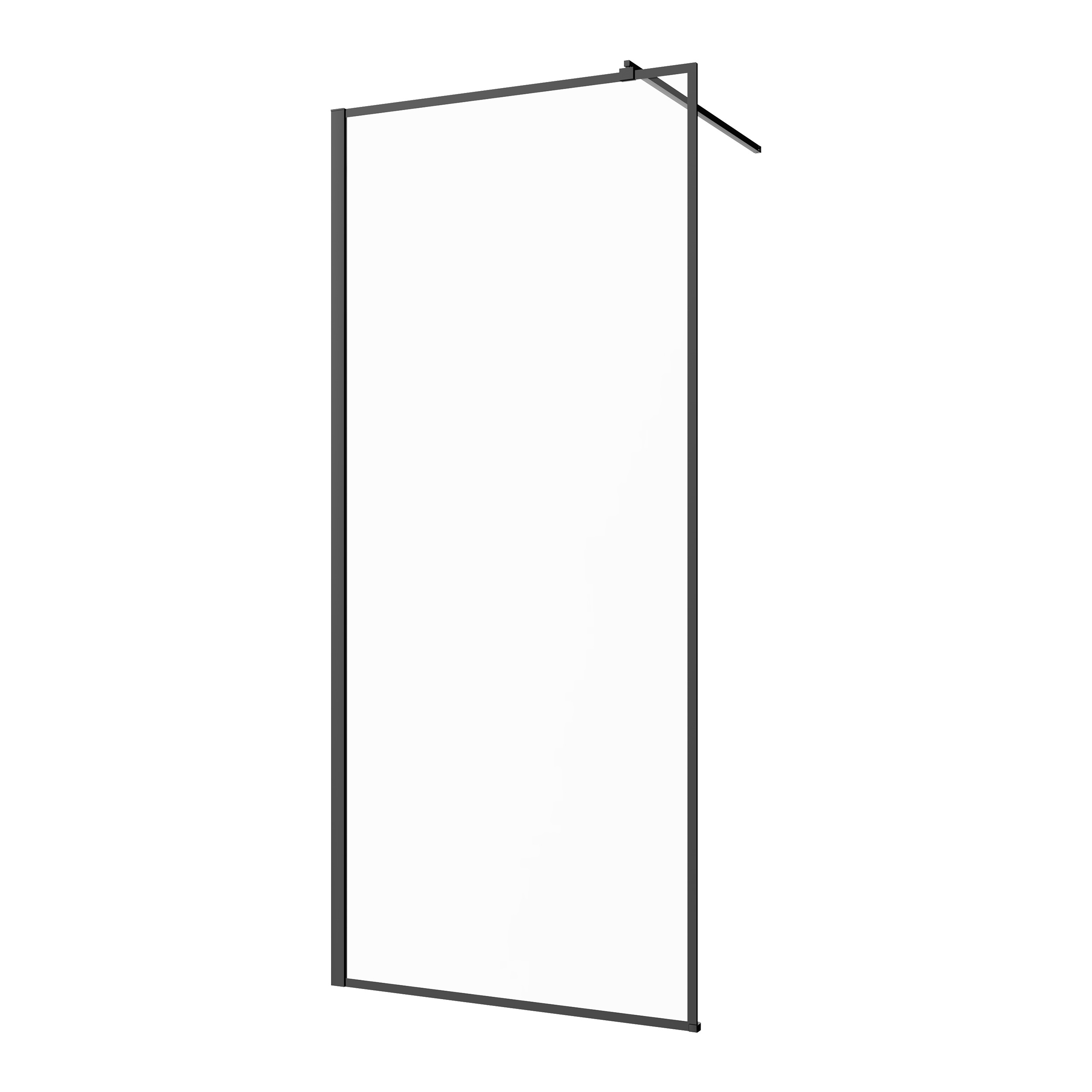 Invena parete doccia walk-in 110 cm nero semiopaca/vetro trasparente AK-32-118