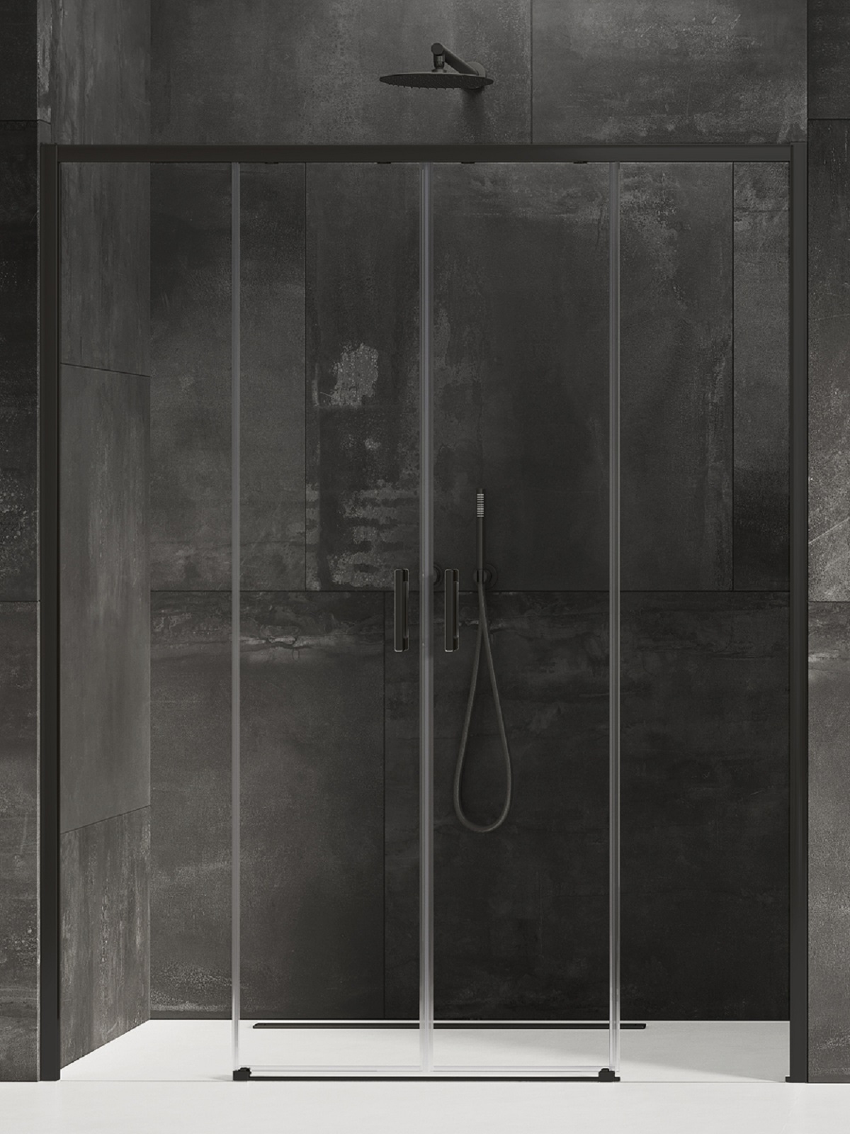 New Trendy Prime Black porta doccia 200 cm scorrevole nero opaca/vetro trasparente D-0347A