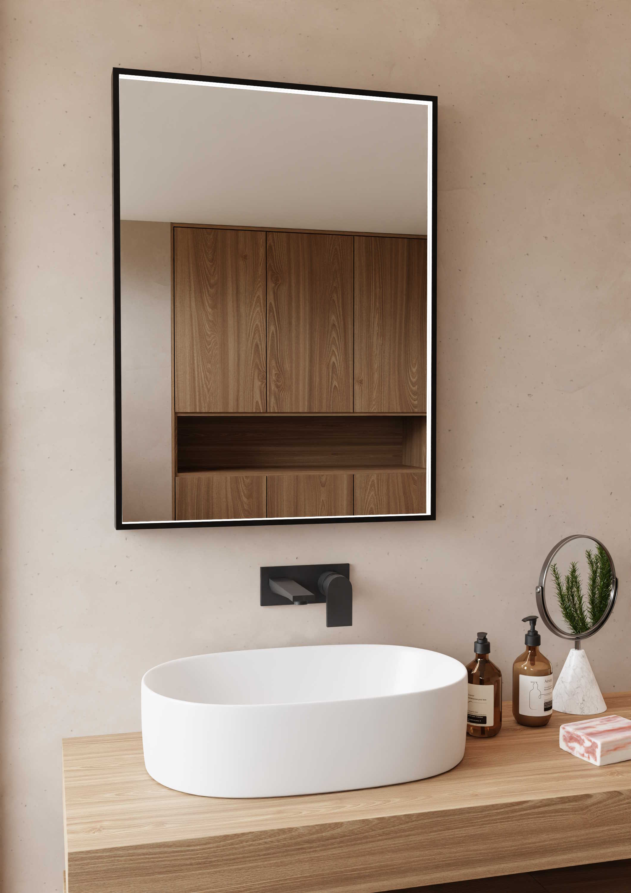Dubiel Vitrum Poe specchio 60x80 cm rettangolare con illuminazione nero 5905241013244