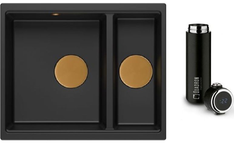 Set lavello GraniteQ Quadron Logan HCQL5646U7-C1_U, bicchiere termico Quadron M0051