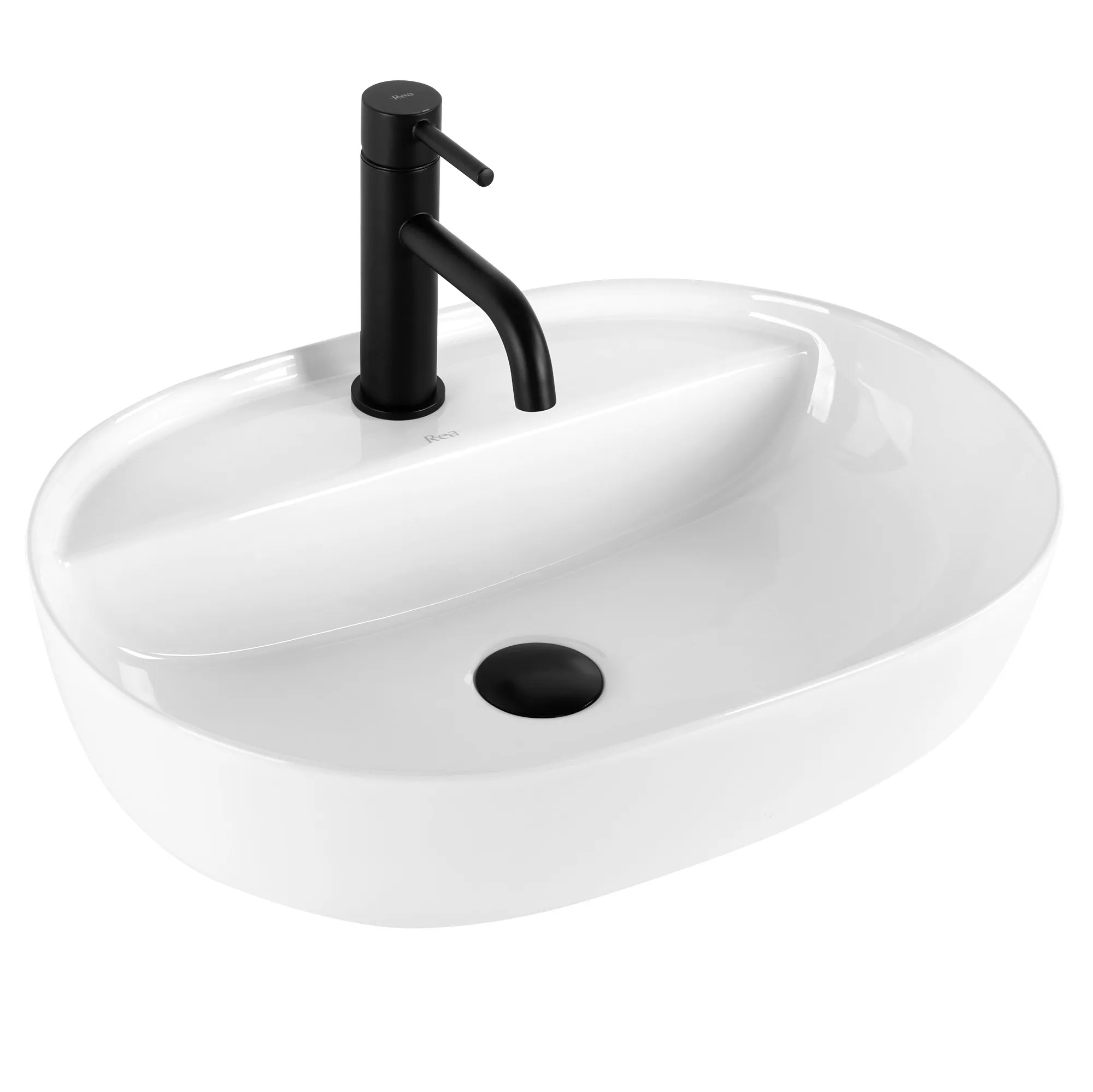 Rea Aura lavabo 50.5x38.5 cm ovale da appoggio bianco REA-U4620