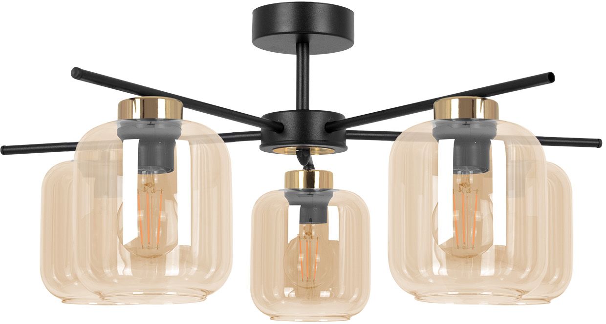 Kaja Iga lampada da soffitto 5x15 W nero-oro -ambra K-5512