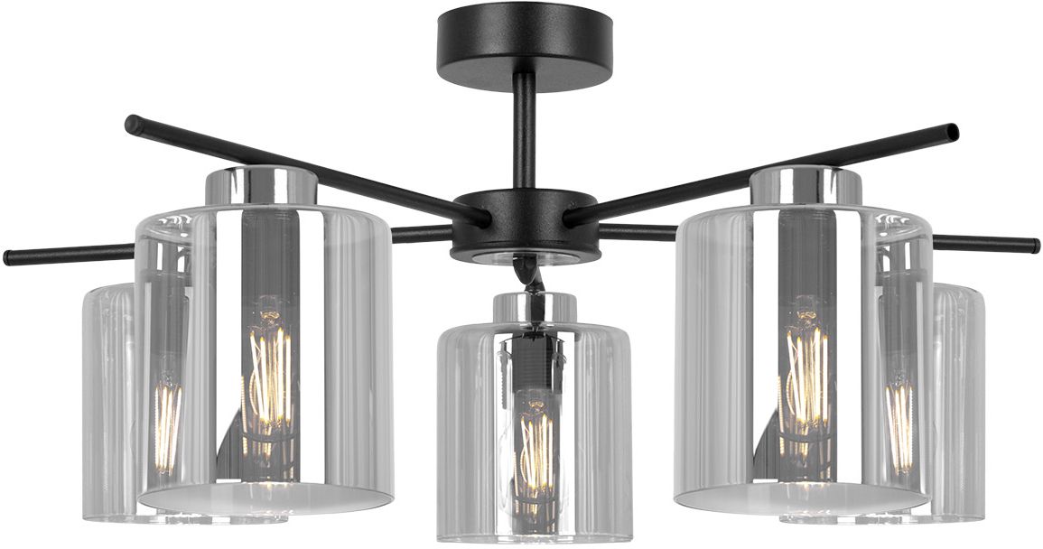 Kaja Luna lampada da soffitto 5x15 W nero-argento-grafite K-5527